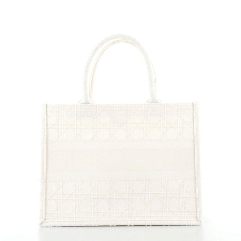 Christian Dior Book Tote Cannage Embroidered Canvas Small at 1stDibs | dior  white purse, dior book tote white, dior white book tote