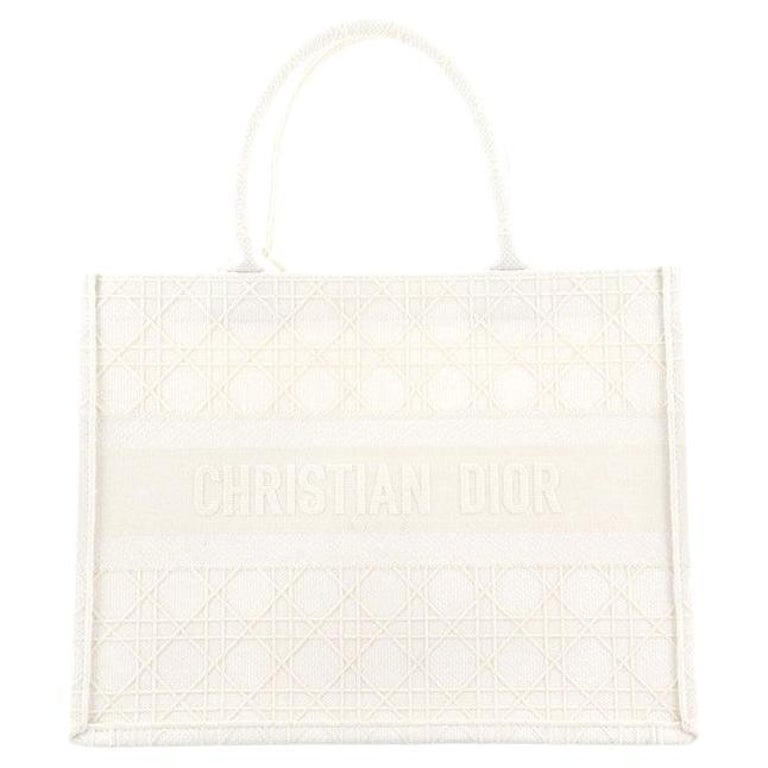 Christian Dior White Embroidered Canvas Book Tote Mini Q9BHMAGNW9000