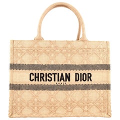 Christian Dior Book Tote Cannage Embroidered Raffia Medium