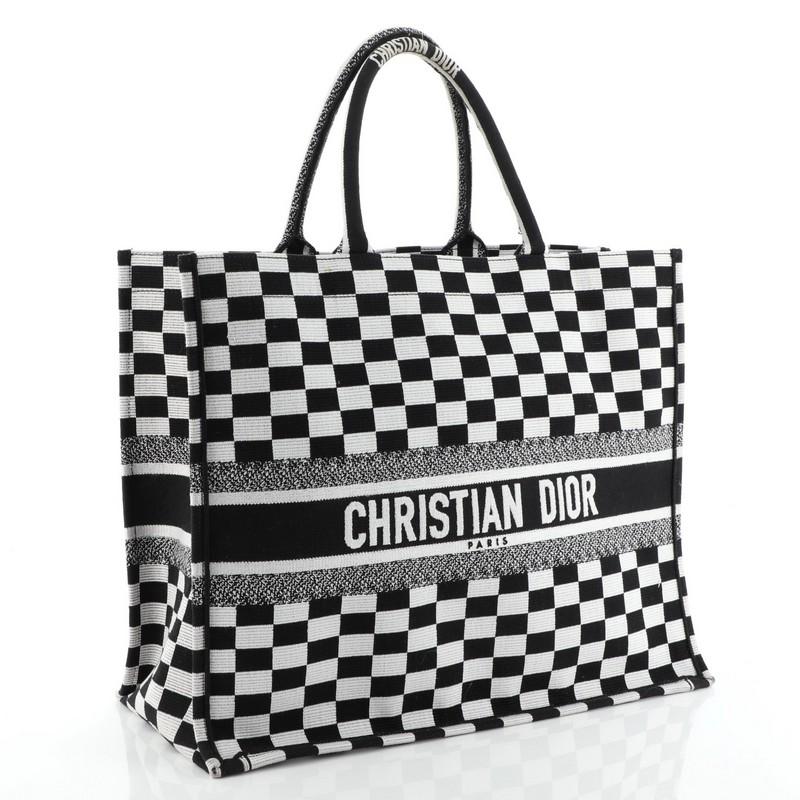 dior book tote checkered