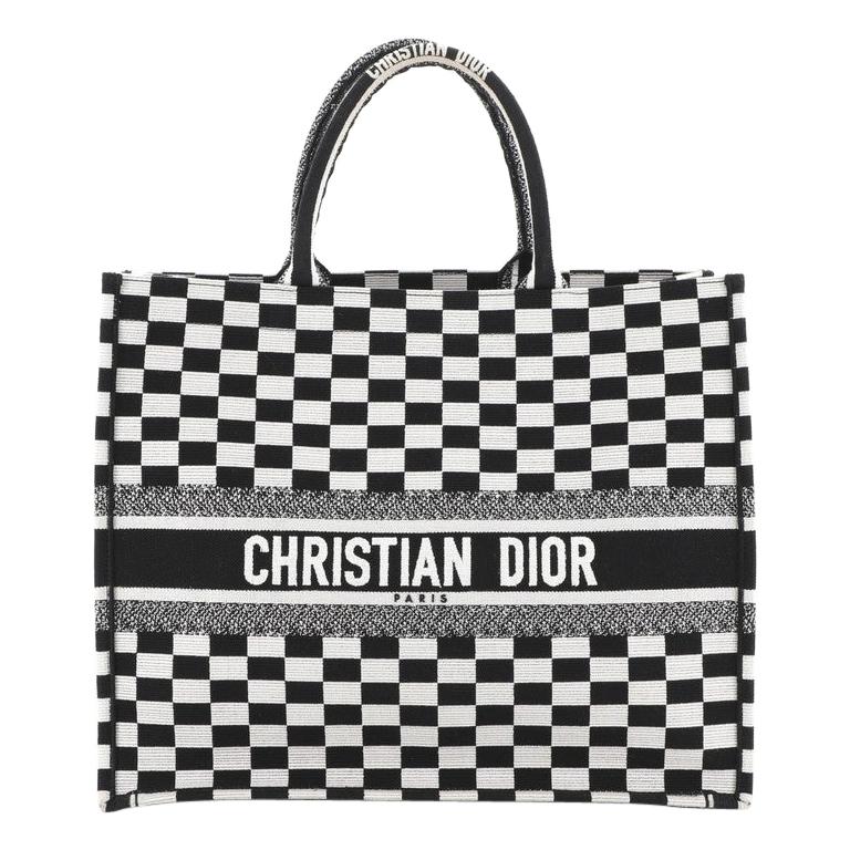 Christian Dior Book Tote Check Canvas 