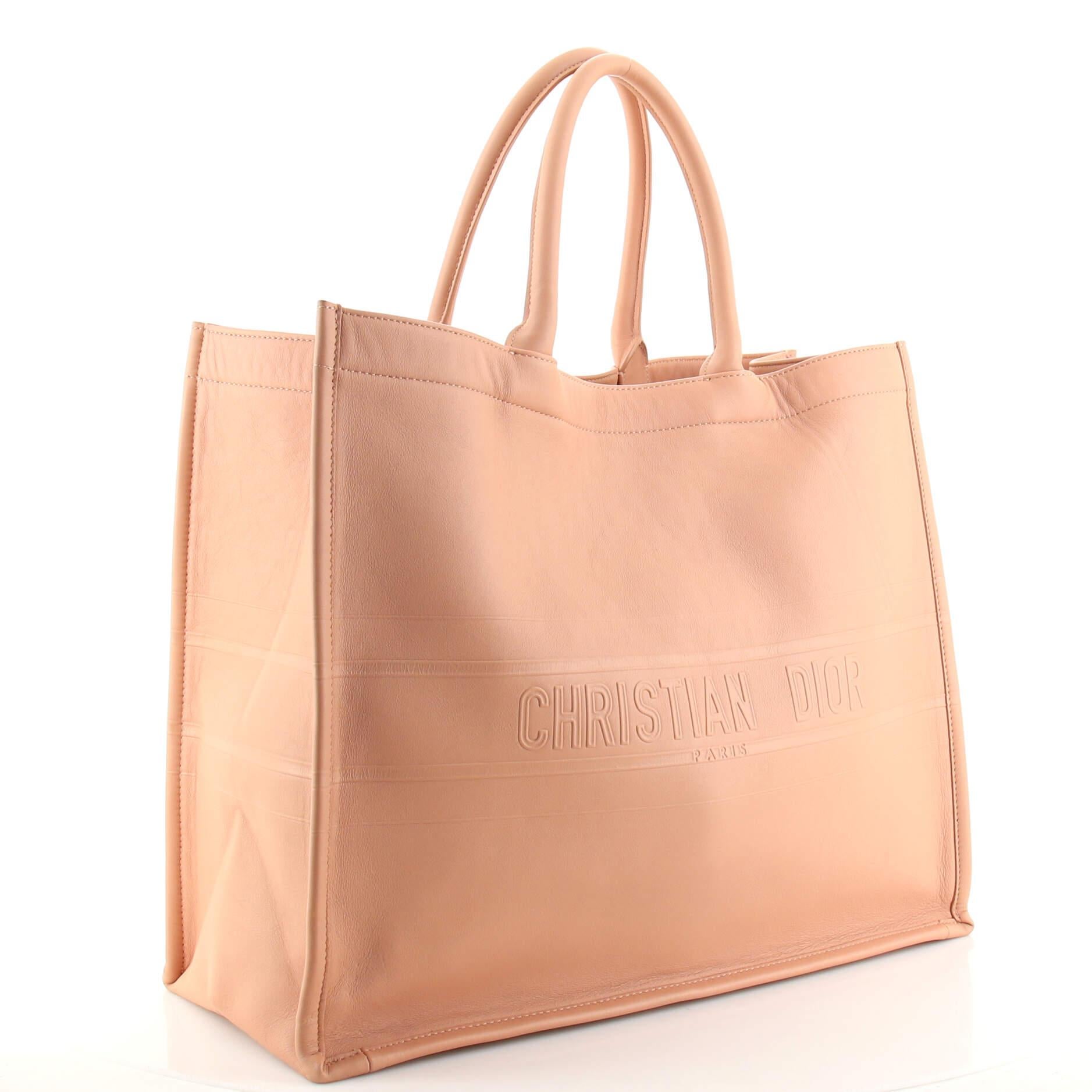 Christian Dior Book Tote Embossed Leather Large In Good Condition In NY, NY
