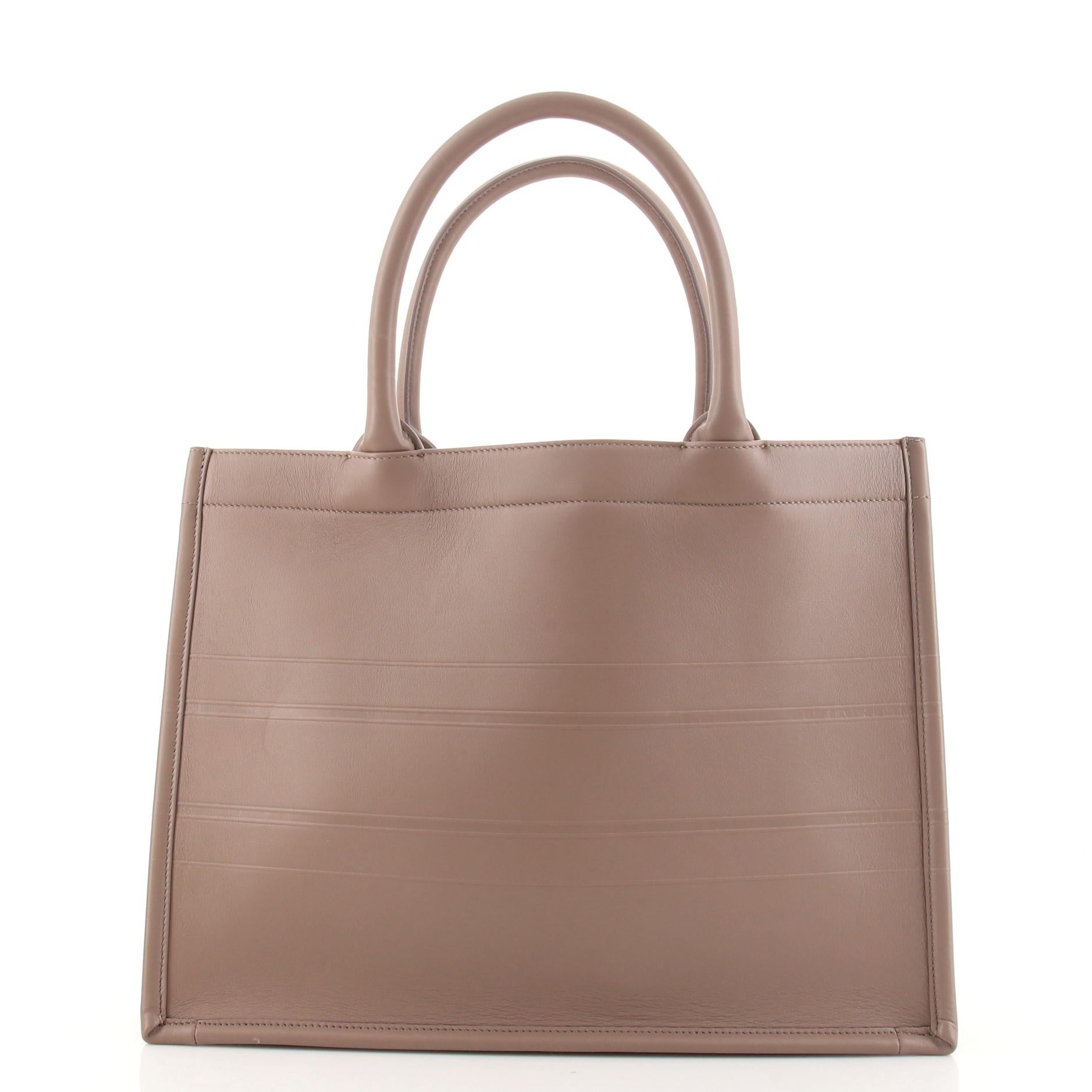 Christian Dior Book Tote Embossed Leather Medium In Good Condition In NY, NY