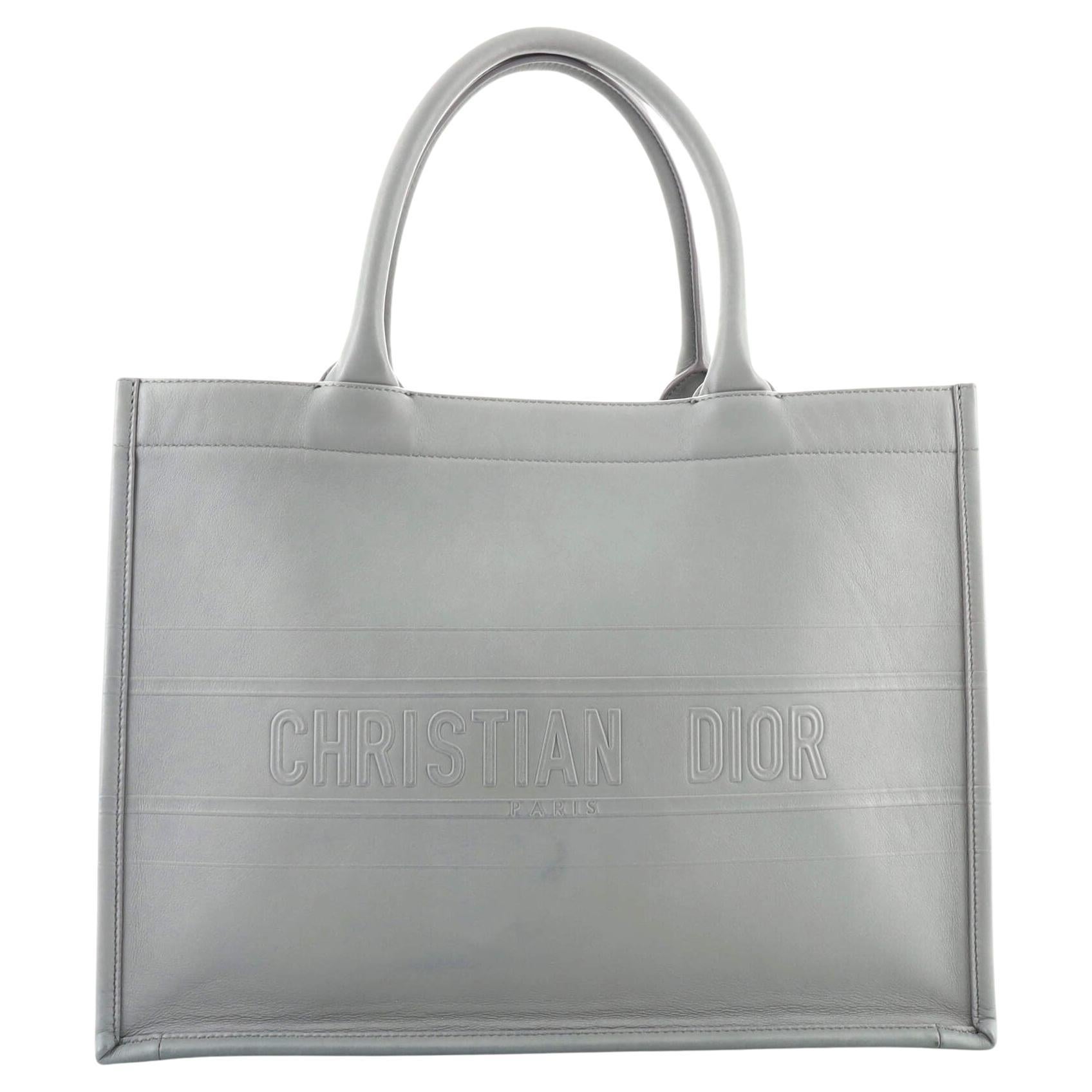 Christian Dior Book Tote Embossed Leather Medium