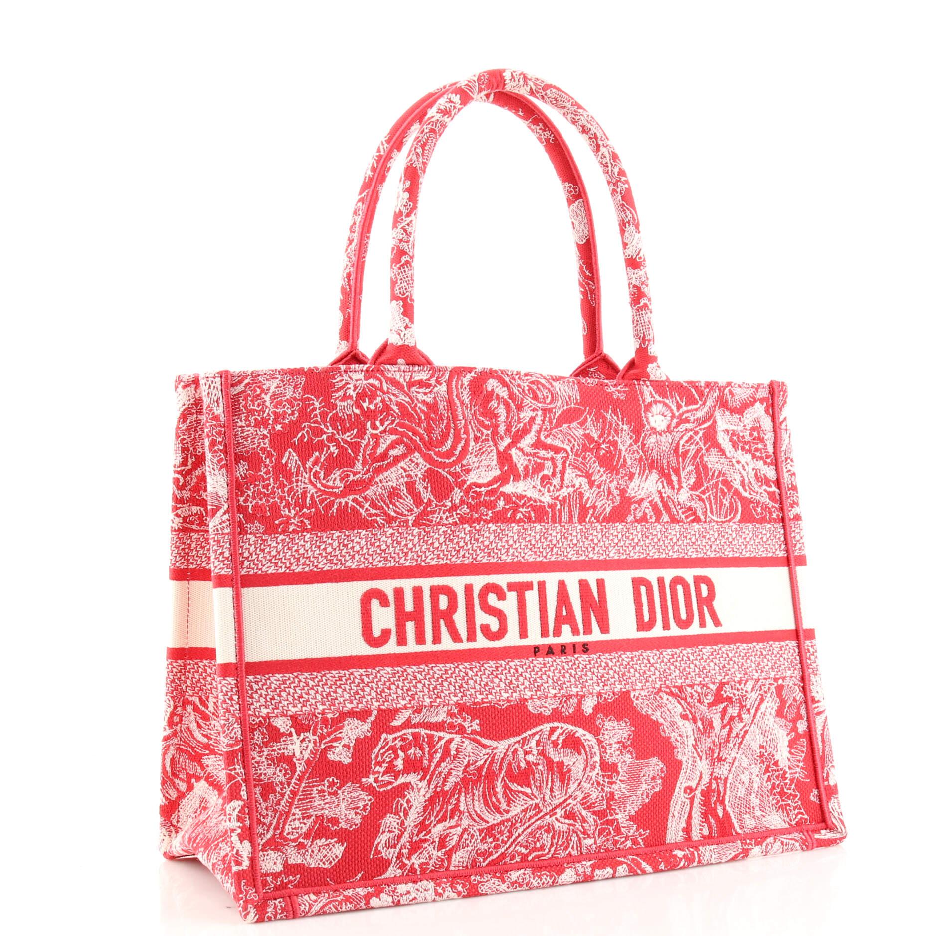 Christian Dior BlackWhite TweedLeather Medium Lady Dior Tote Bag   Yoogis Closet