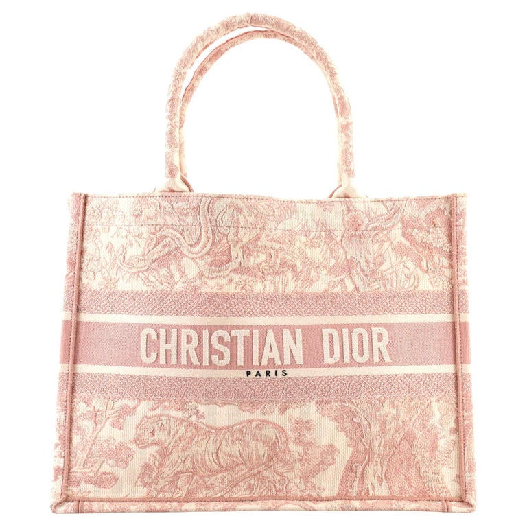 Christian Dior Book Tote Embroidered Canvas Medium For Sale at 1stDibs