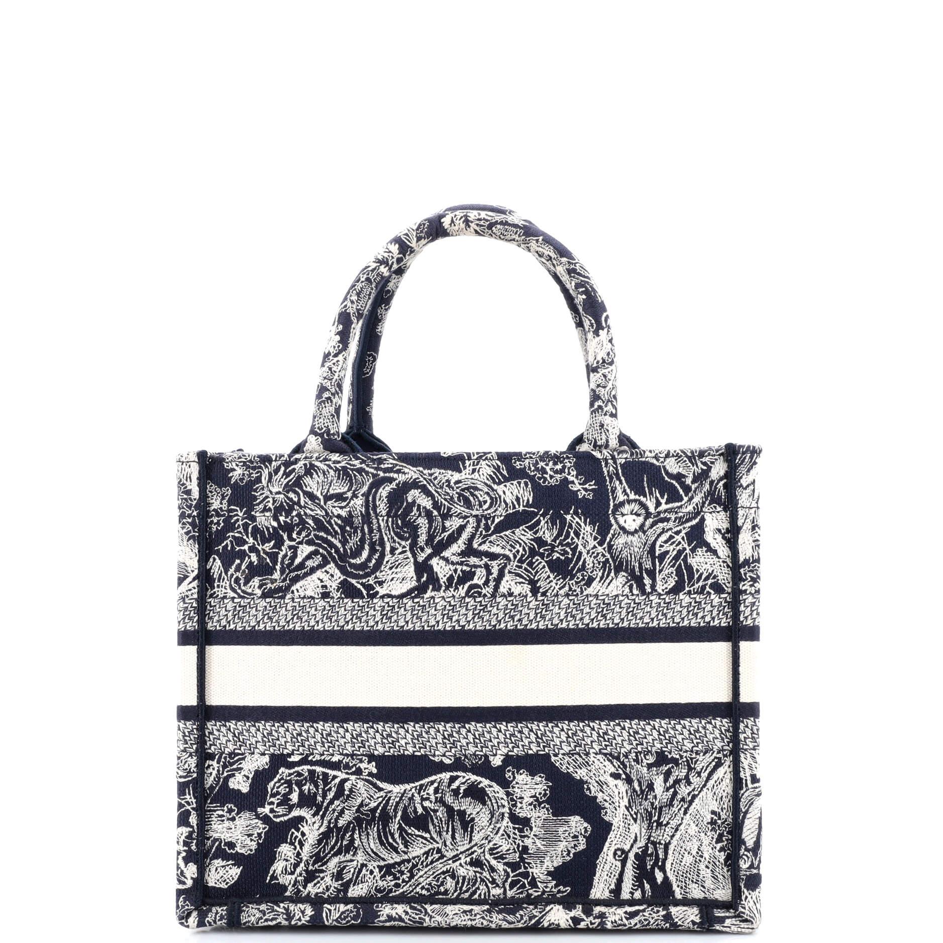 Christian Dior Book Tote Embroidered Canvas Small In Good Condition In NY, NY