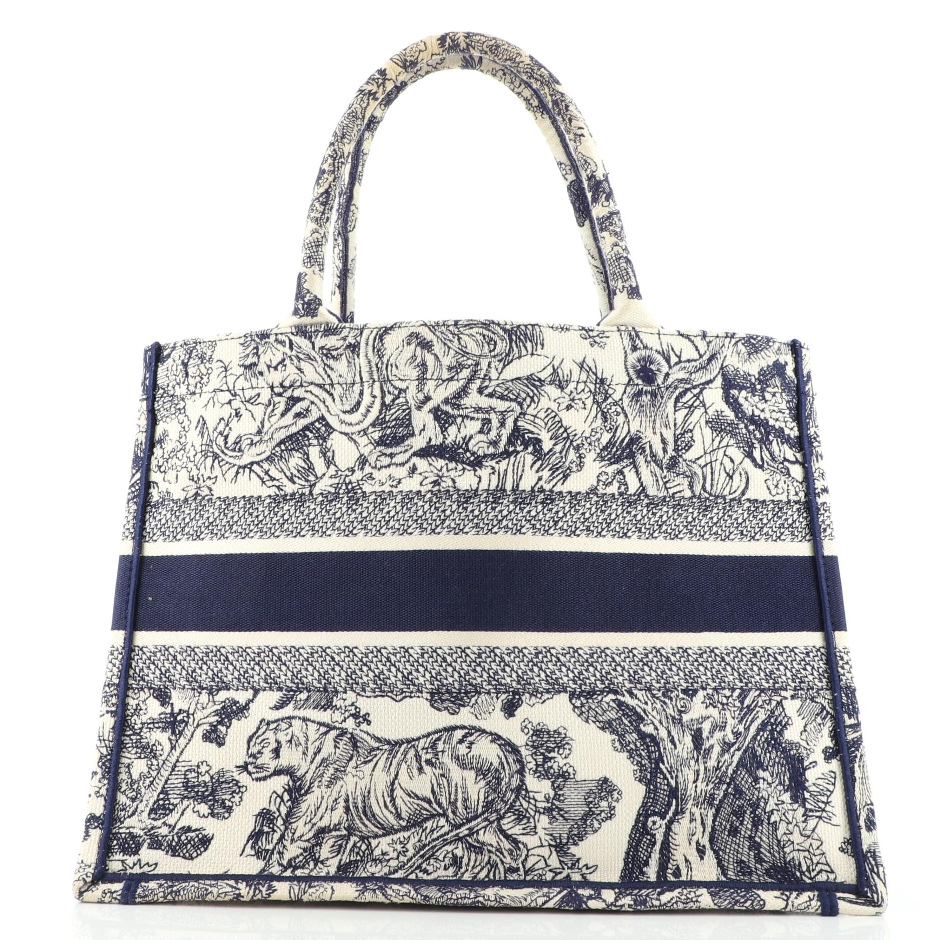 Christian Dior Book Tote Embroidered Canvas Small In Good Condition In NY, NY
