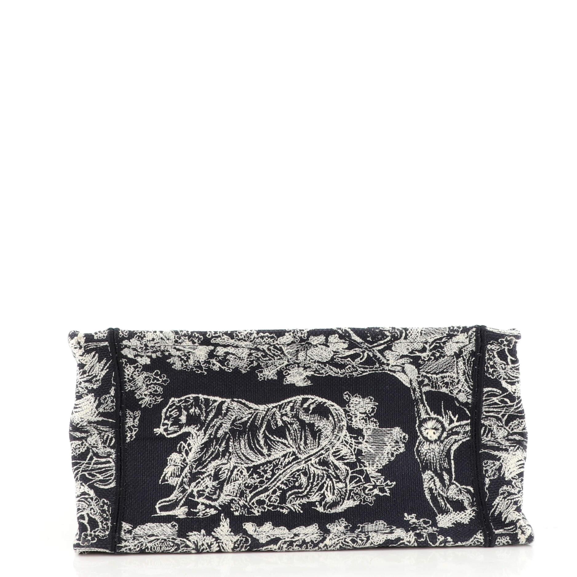 Black Christian Dior Book Tote Embroidered Canvas Small
