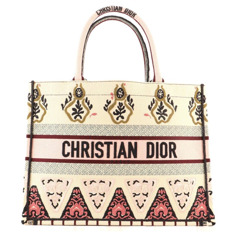 Christian Dior Book Tote Embroidered Canvas Small