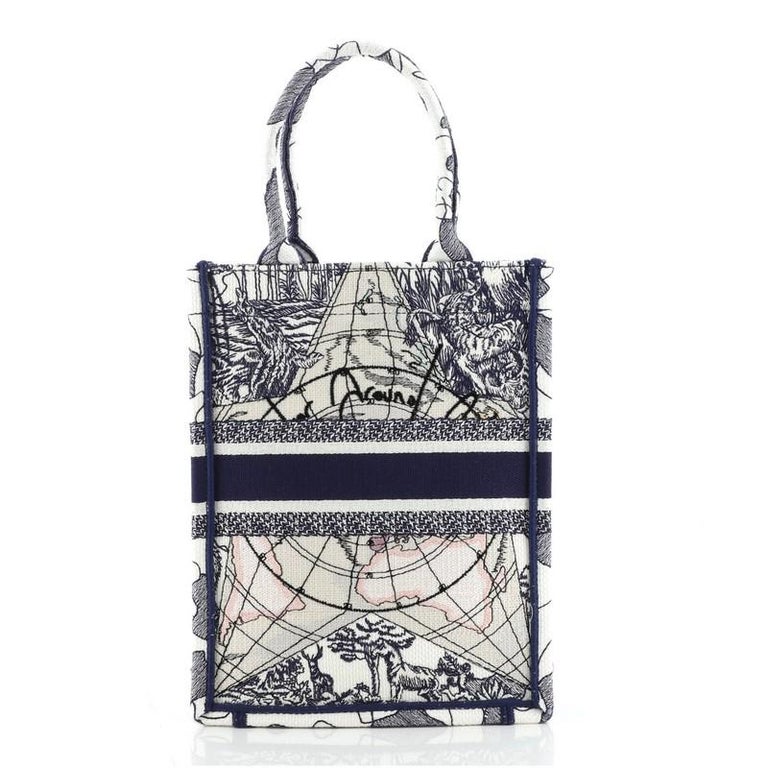 Christian Dior Book Tote Embroidered Canvas Vertical at 1stDibs