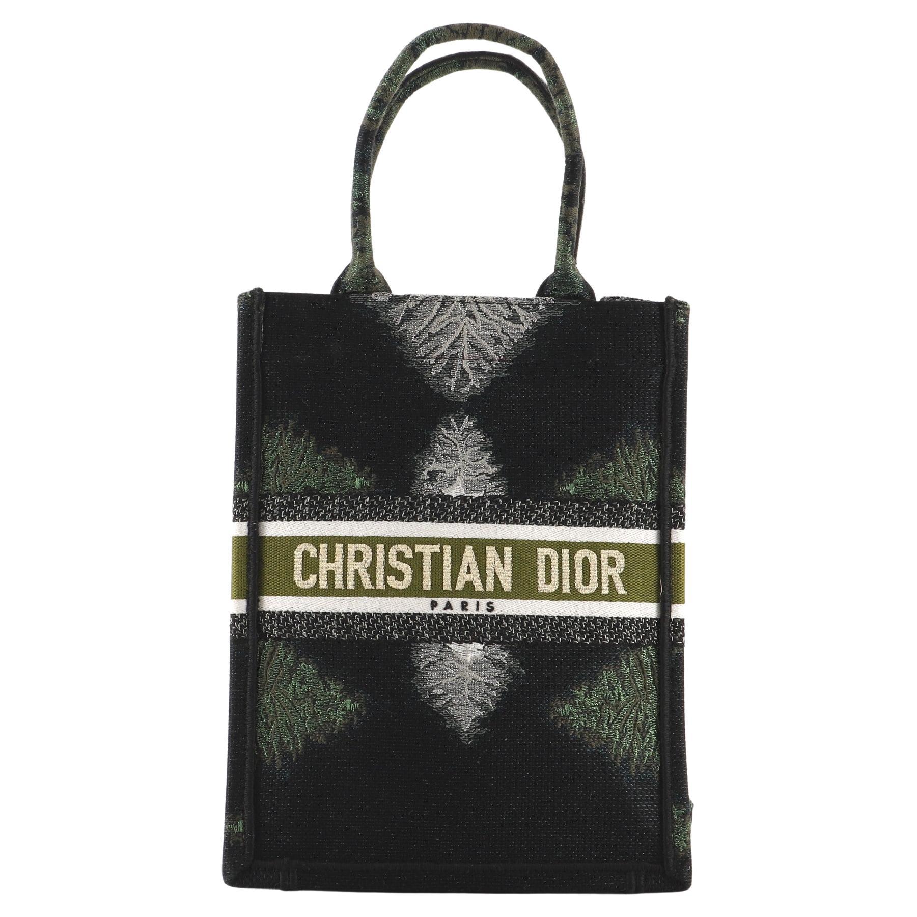 Christian Dior Book Tote Embroidered Canvas Vertical