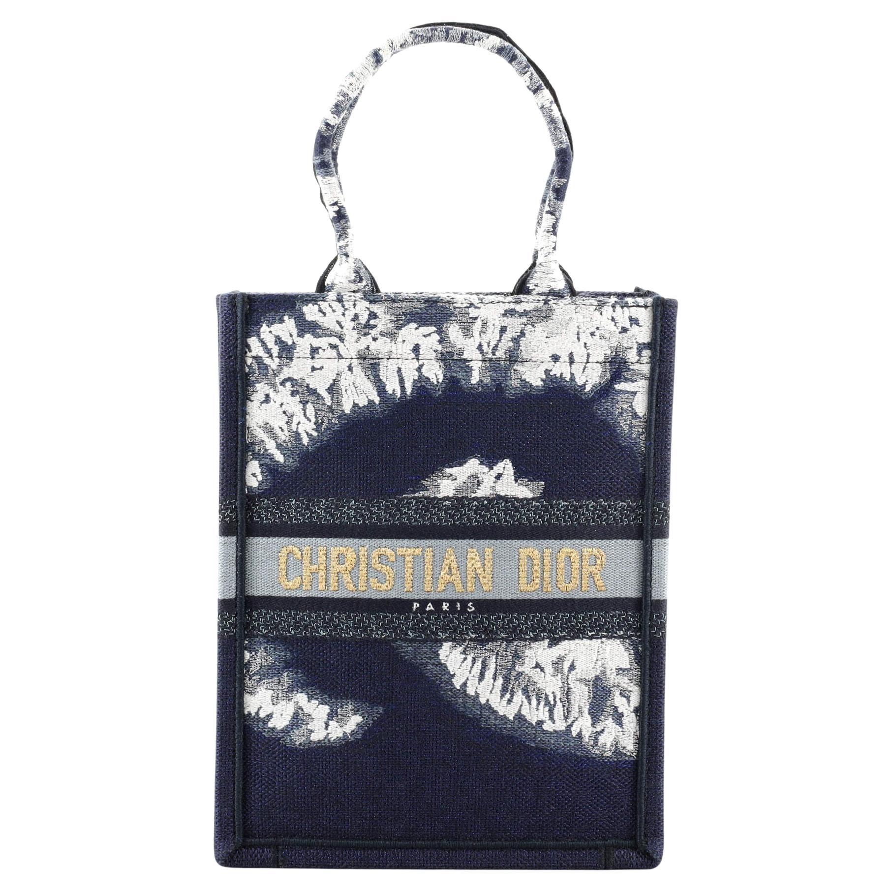 Christian Dior Book Tote Embroidered Canvas Vertical