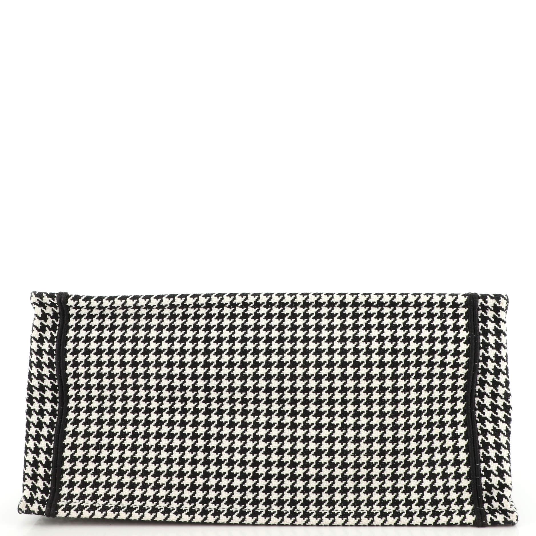 Christian Dior Book Tote Houndstooth Canvas Medium In Good Condition In NY, NY