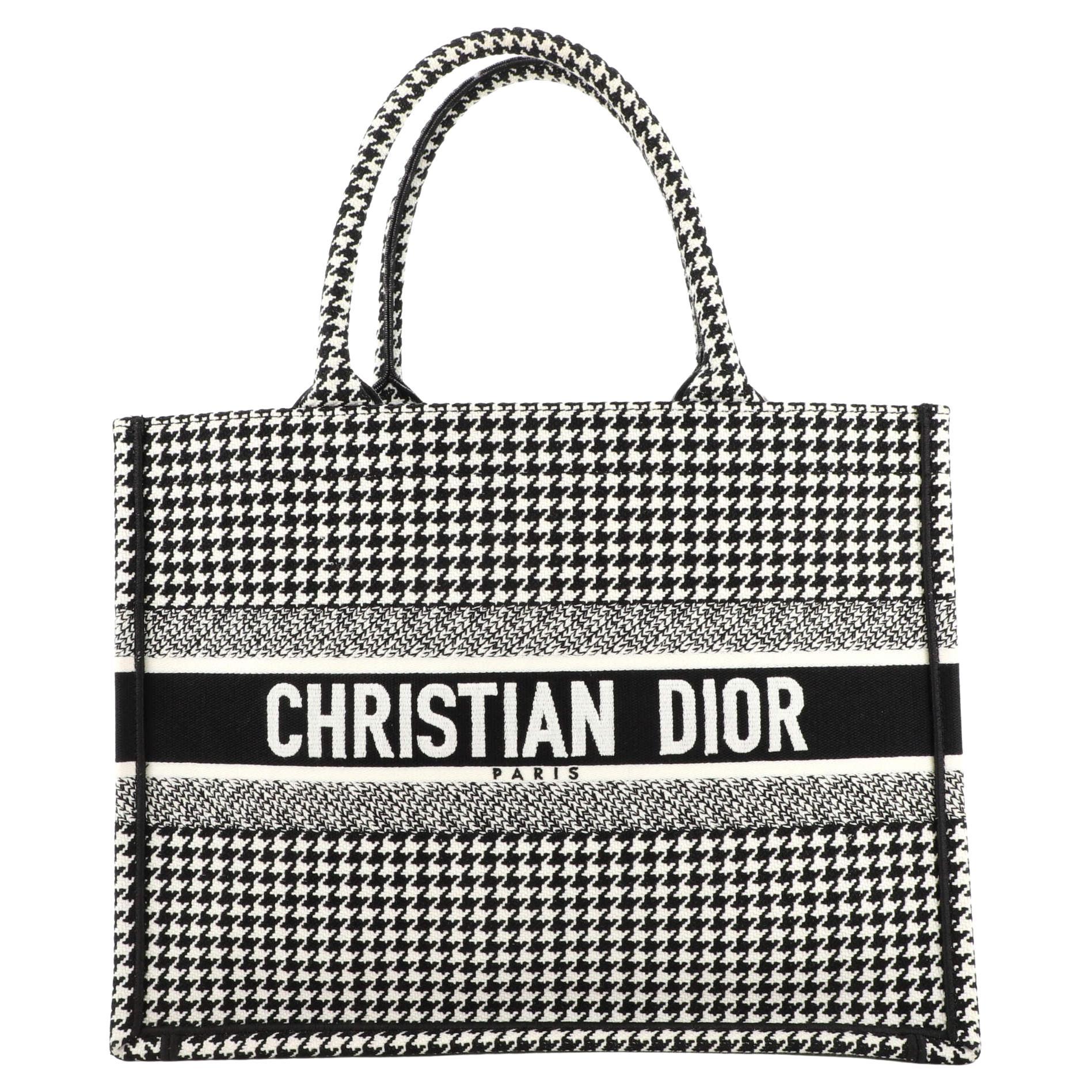 Christian Dior Book Tote Houndstooth Canvas Medium