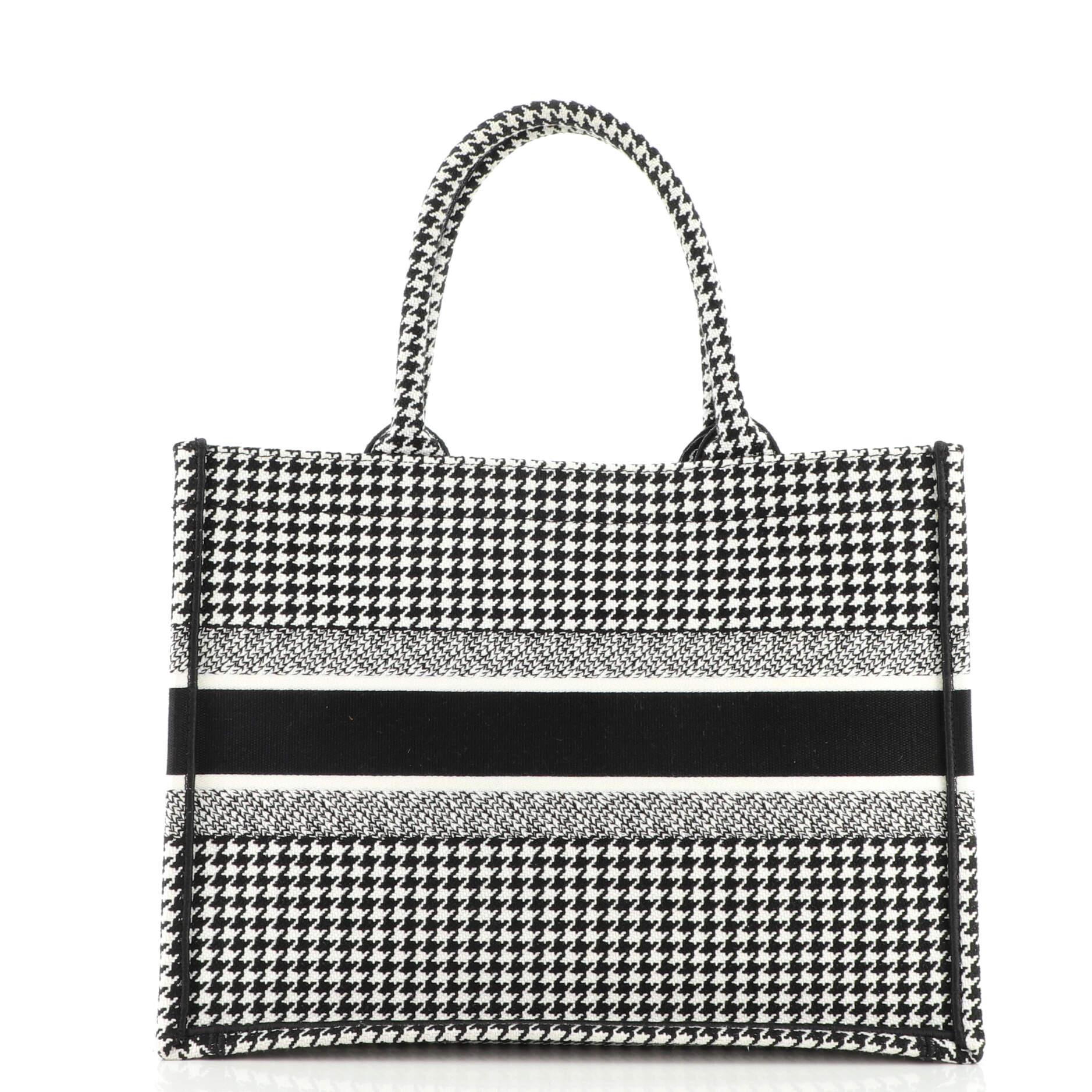Christian Dior Book Tote Houndstooth Canvas Small at 1stDibs