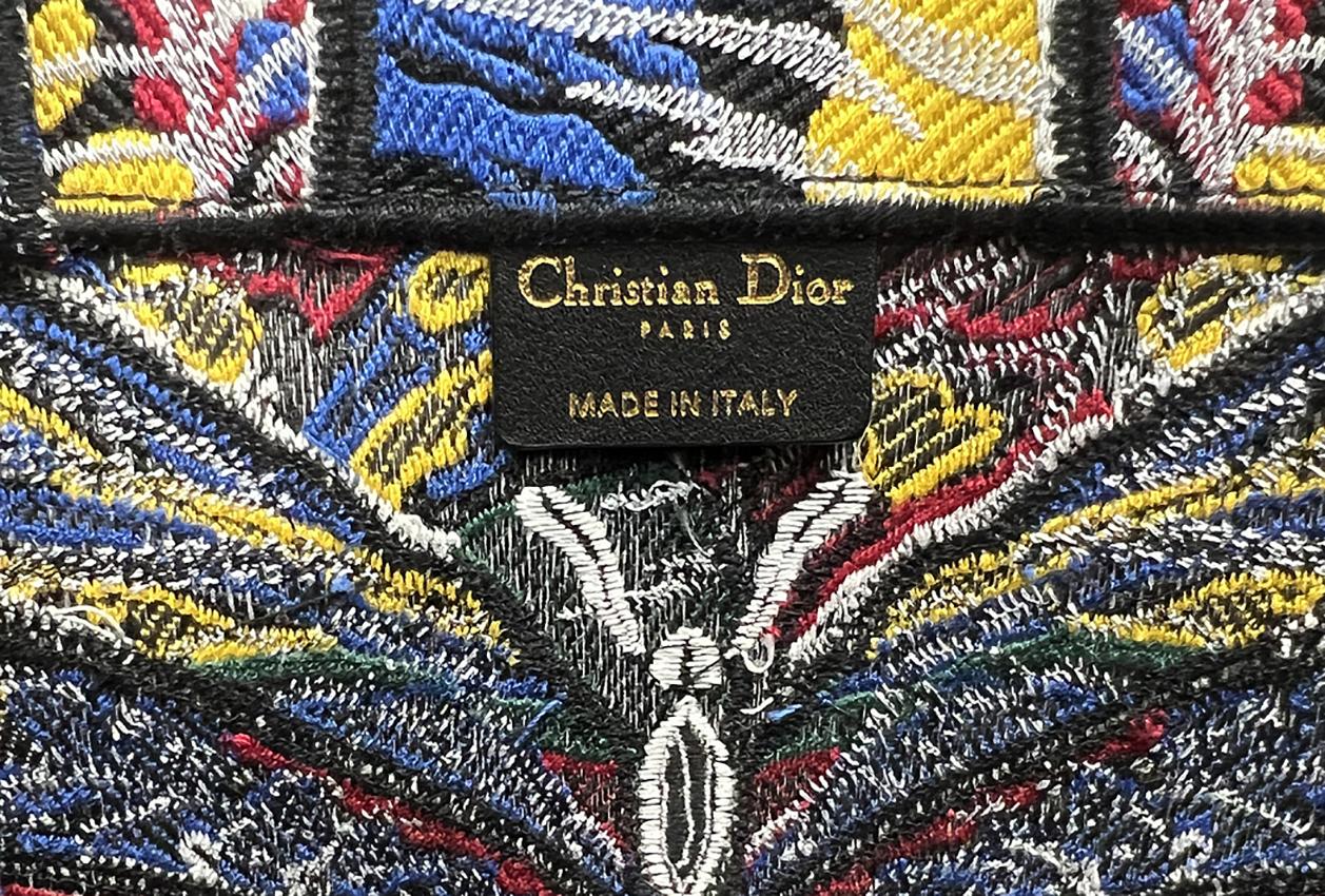 CHRISTIAN DIOR BOOK TOTE MULTICOLOR Butterfly Embroidery Bag 1