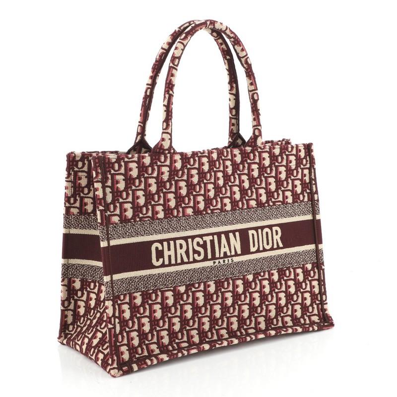 Brown Christian Dior  Book Tote Oblique Canvas Small