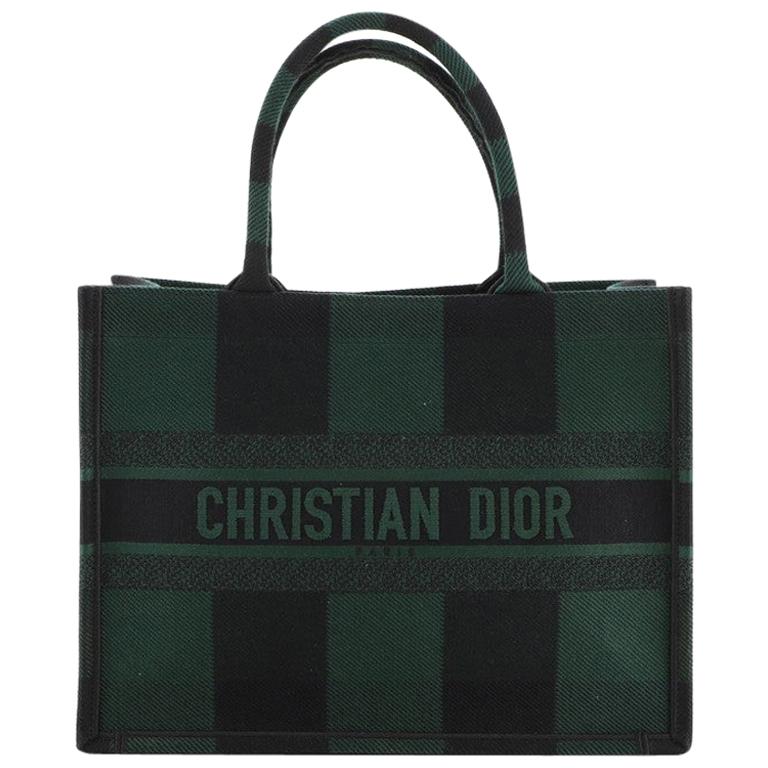 Christian Dior Book Tote Plaid Canvas Small
