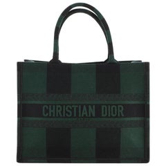 Christian Dior Book Tote Plaid Canvas Small