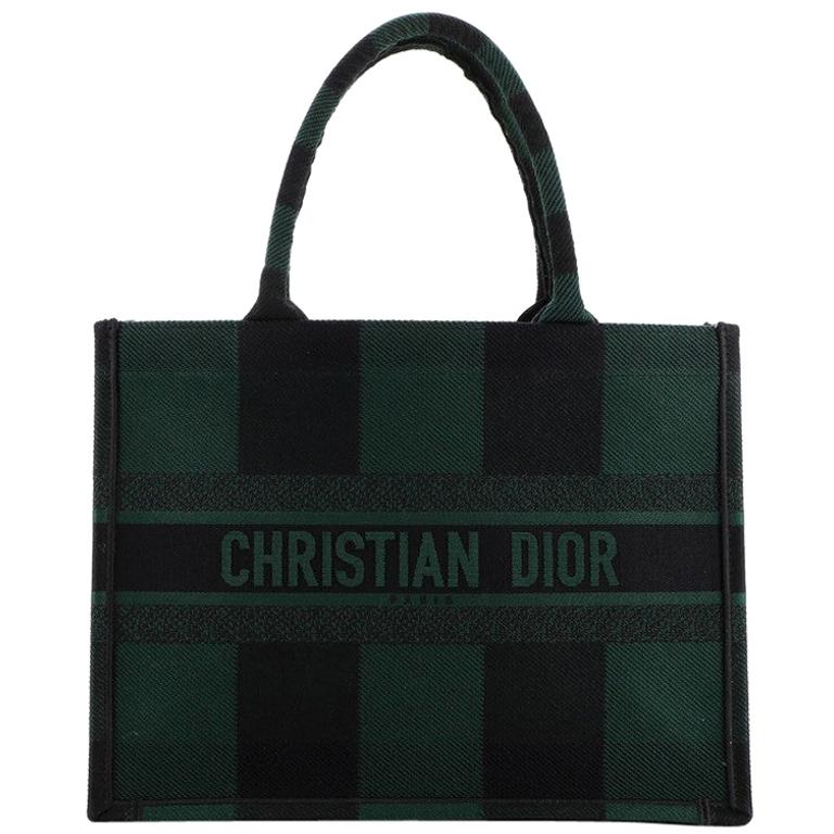 Christian Dior Book Tote Plaid Canvas Small