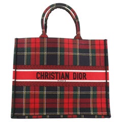 Christian Dior Book Tote Tartan Check Canvas Small