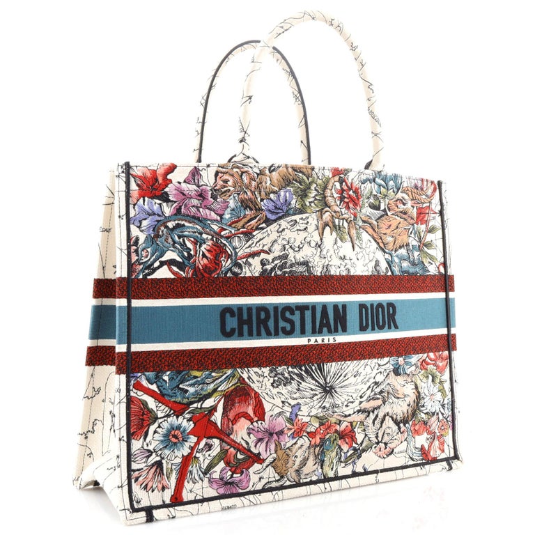 Christian Dior Book Tote Zodiac Embroidered Canvas at 1stDibs