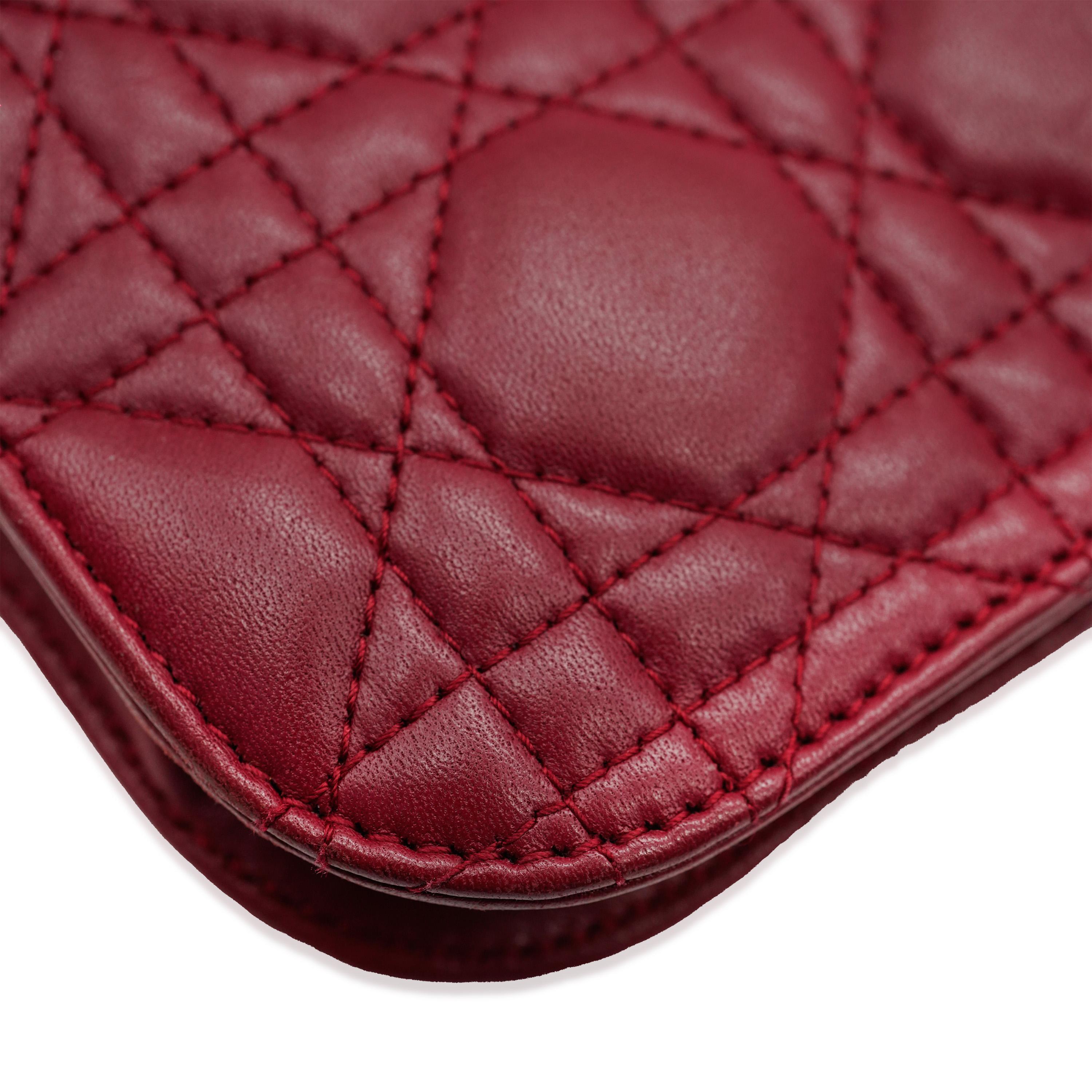 Christian Dior Bordeaux Lambskin Cannage Medium Dioraddict Flap Bag For Sale 2