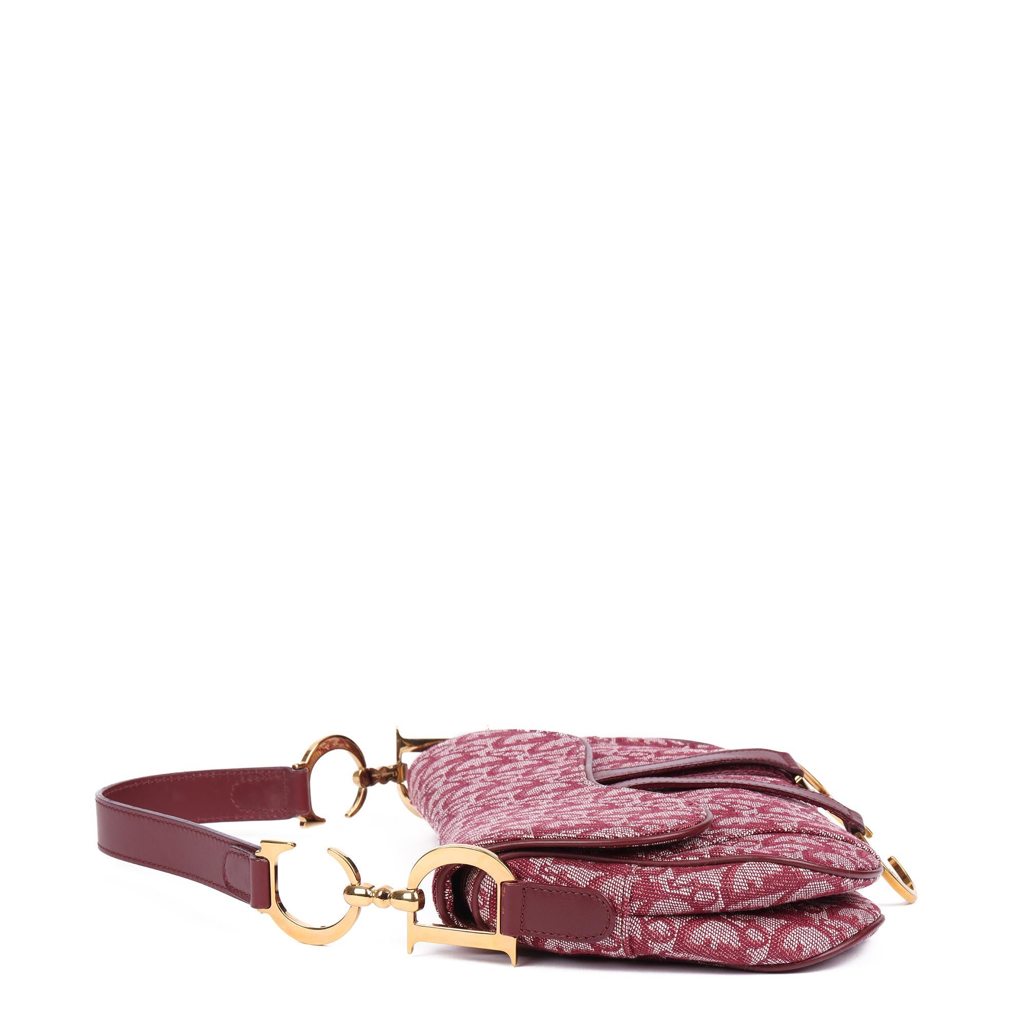 Christian Dior Bordeaux Monogram Canvas & Calfskin Leather Double Saddle Bag 6