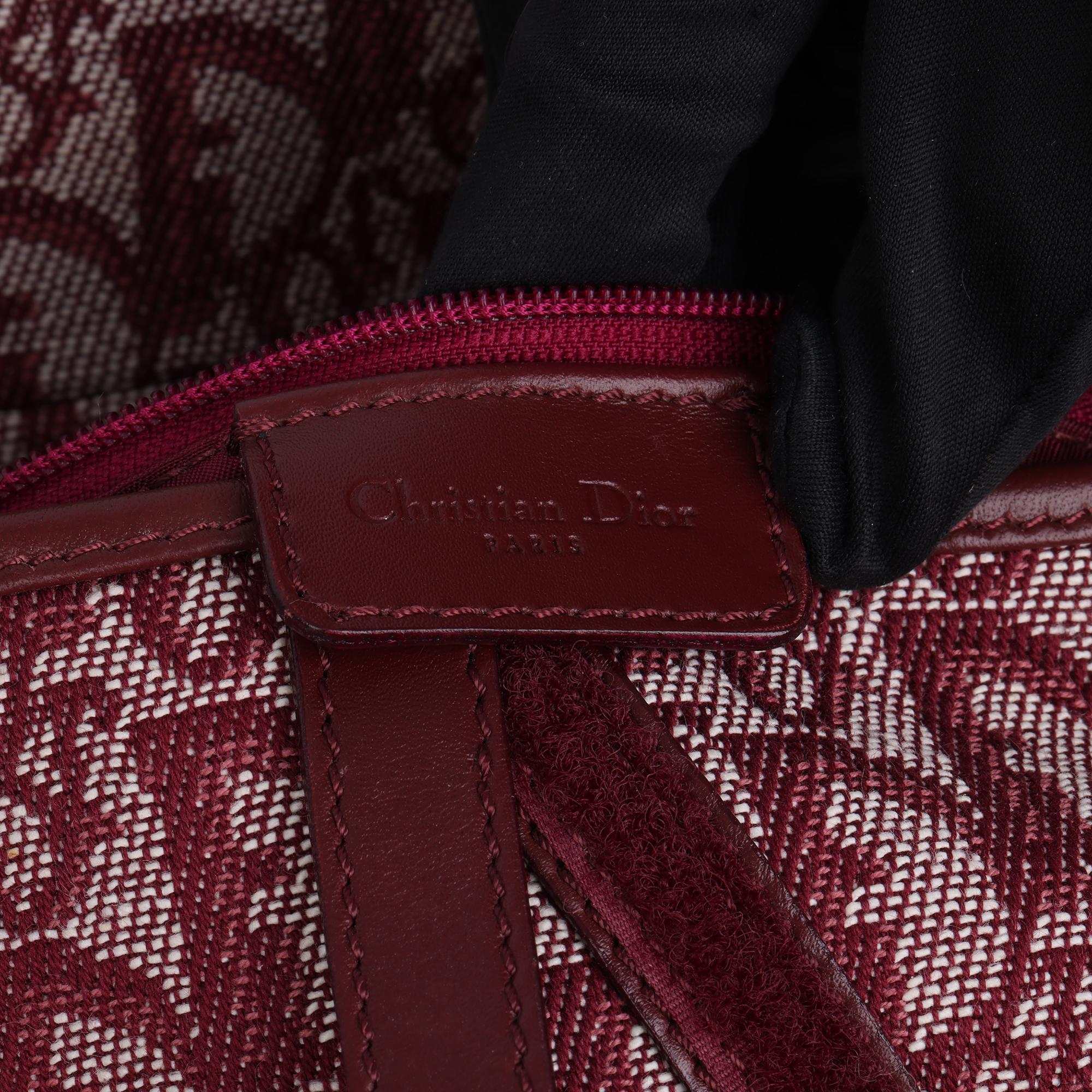 Women's Christian Dior Bordeaux Monogram Canvas & Calfskin Leather Double Saddle Bag