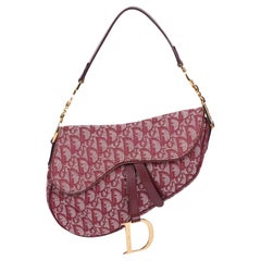 Christian Dior Bordeaux Monogram Canvas & Calfskin Leather Saddle Bag