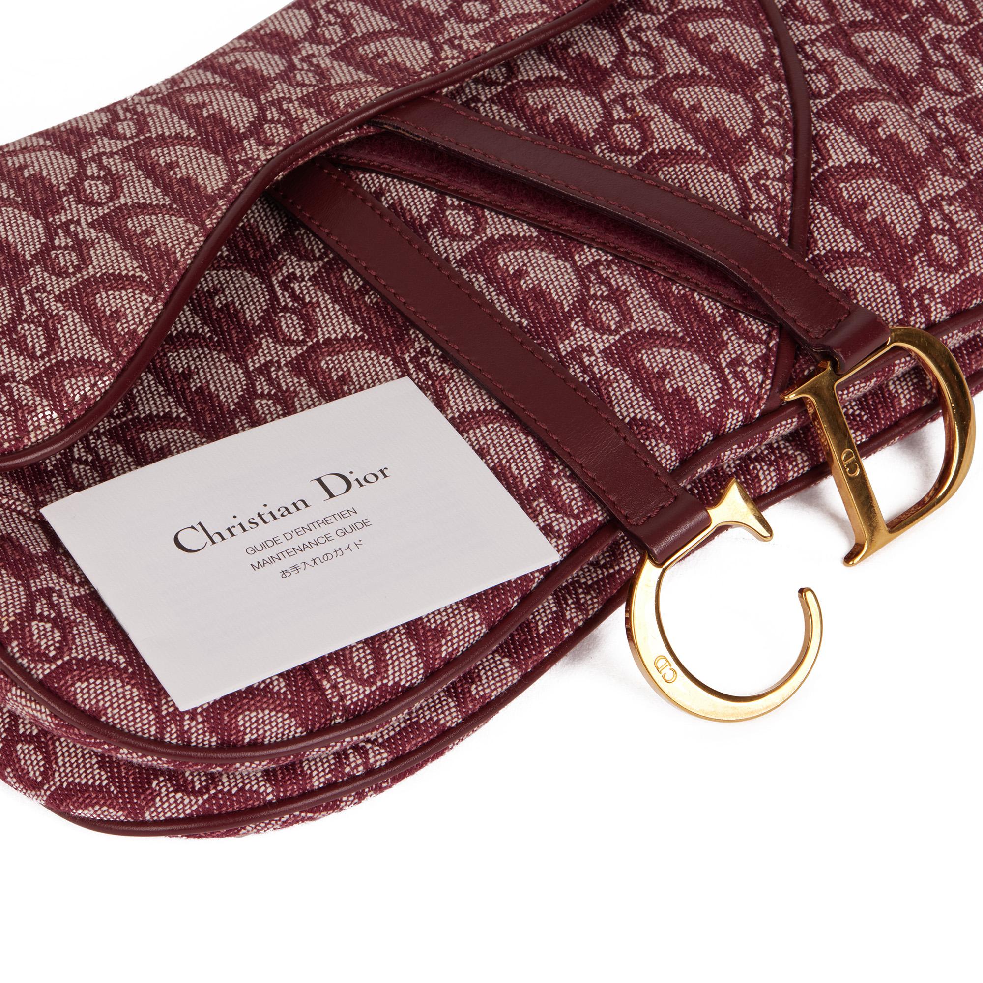 Christian Dior Bordeaux Monogram Canvas & Calfskin Leather Vintage Double Saddle 2