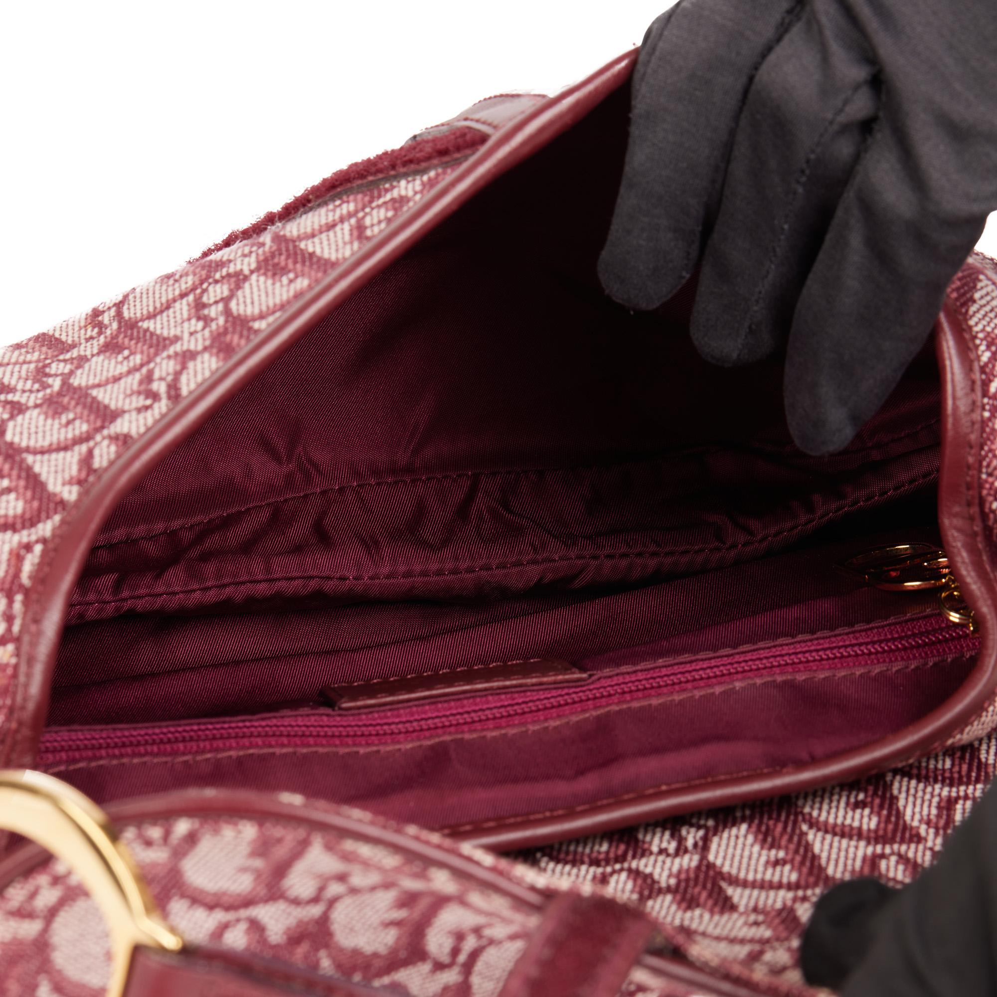 Christian Dior Bordeaux Monogram Canvas & Calfskin Leather Vintage Double Saddle 3