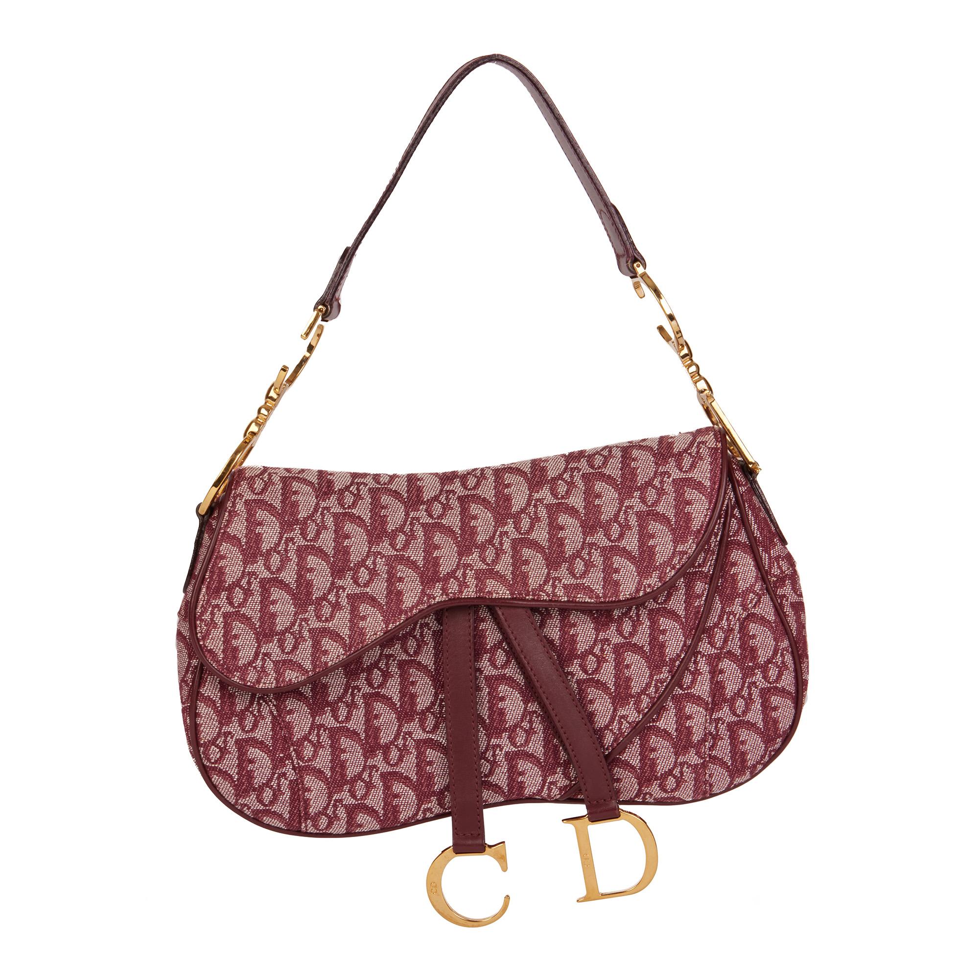 CHRISTIAN DIOR BURGUNDY CREAM SADDLE POCHETTE – RDB