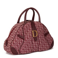 CHRISTIAN DIOR Bordeaux Monogramm Segeltuch & Kalbsleder Vintage Sattel Tote