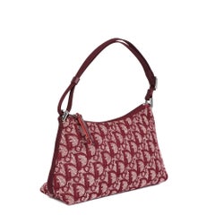 CHRISTIAN DIOR Bordeaux Monogrammierte Segeltuch-Pochette