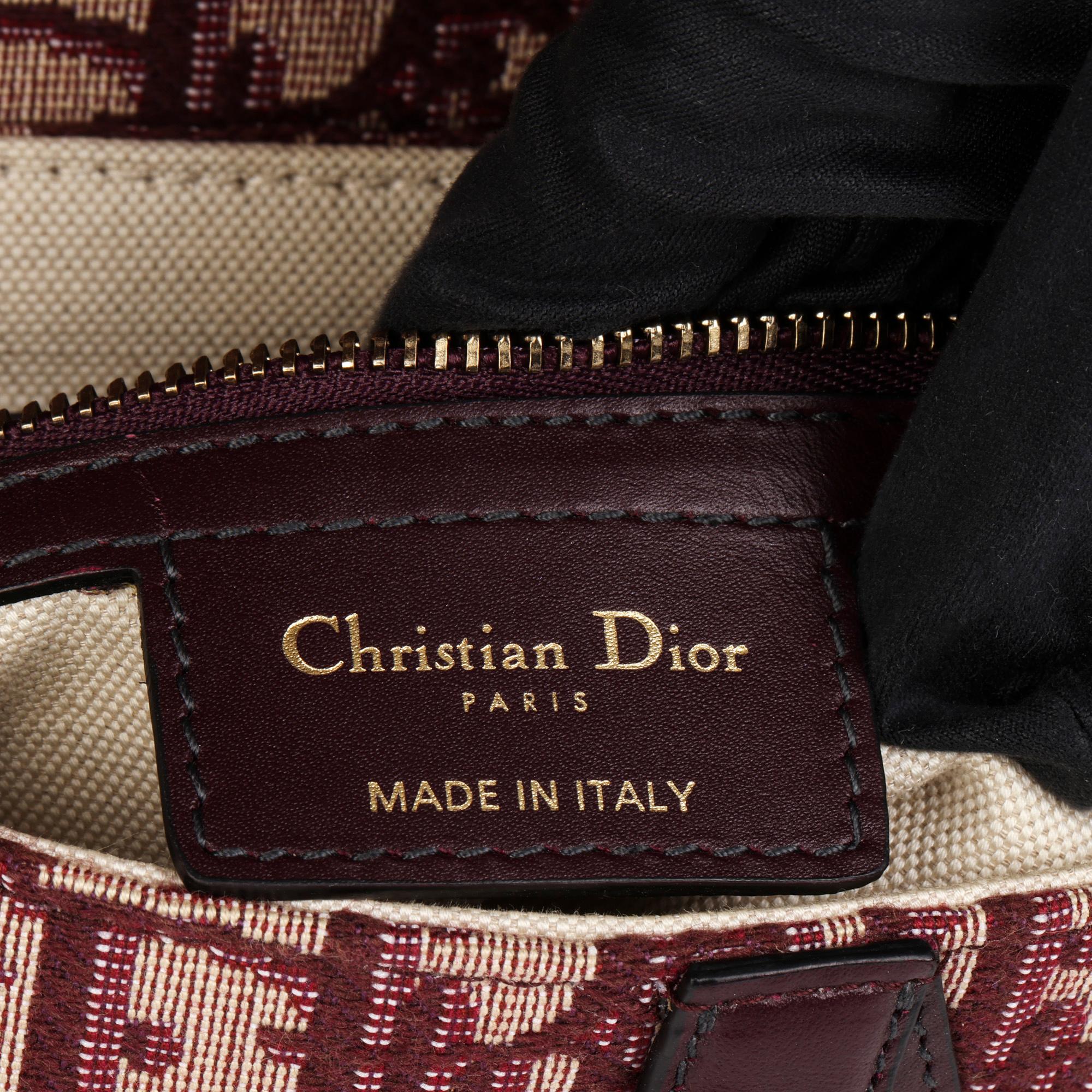 CHRISTIAN DIOR Bordeaux Oblique Monogram Canvas & Calfskin Leather Saddle Bag 3