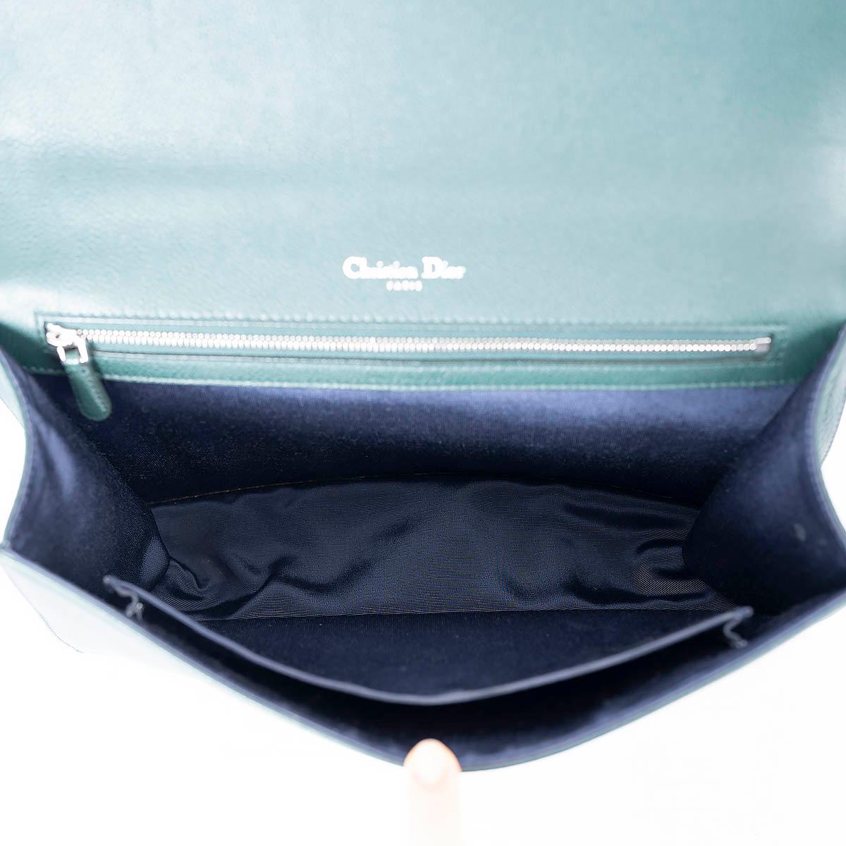 CHRISTIAN DIOR bottle green leather DIORAMA LARGE Shoulder Bag For Sale 2