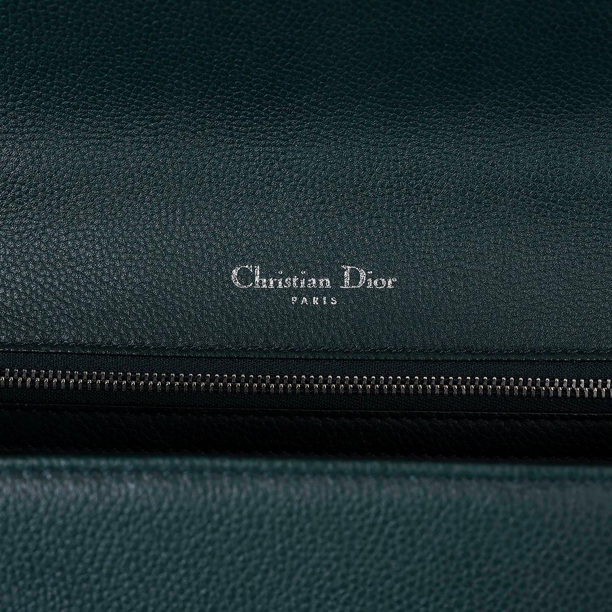 CHRISTIAN DIOR bottle green leather DIORAMA LARGE Shoulder Bag For Sale 5