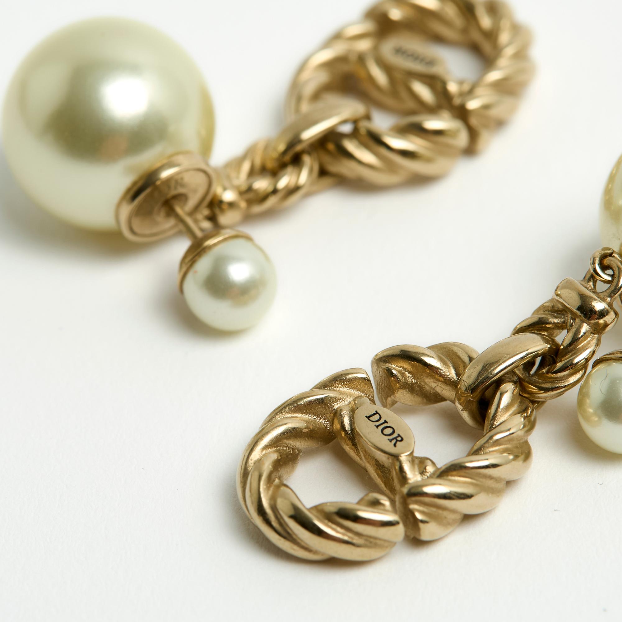 Women's Christian Dior Boucles Clou Tribal Golden Link Earrings Stud
