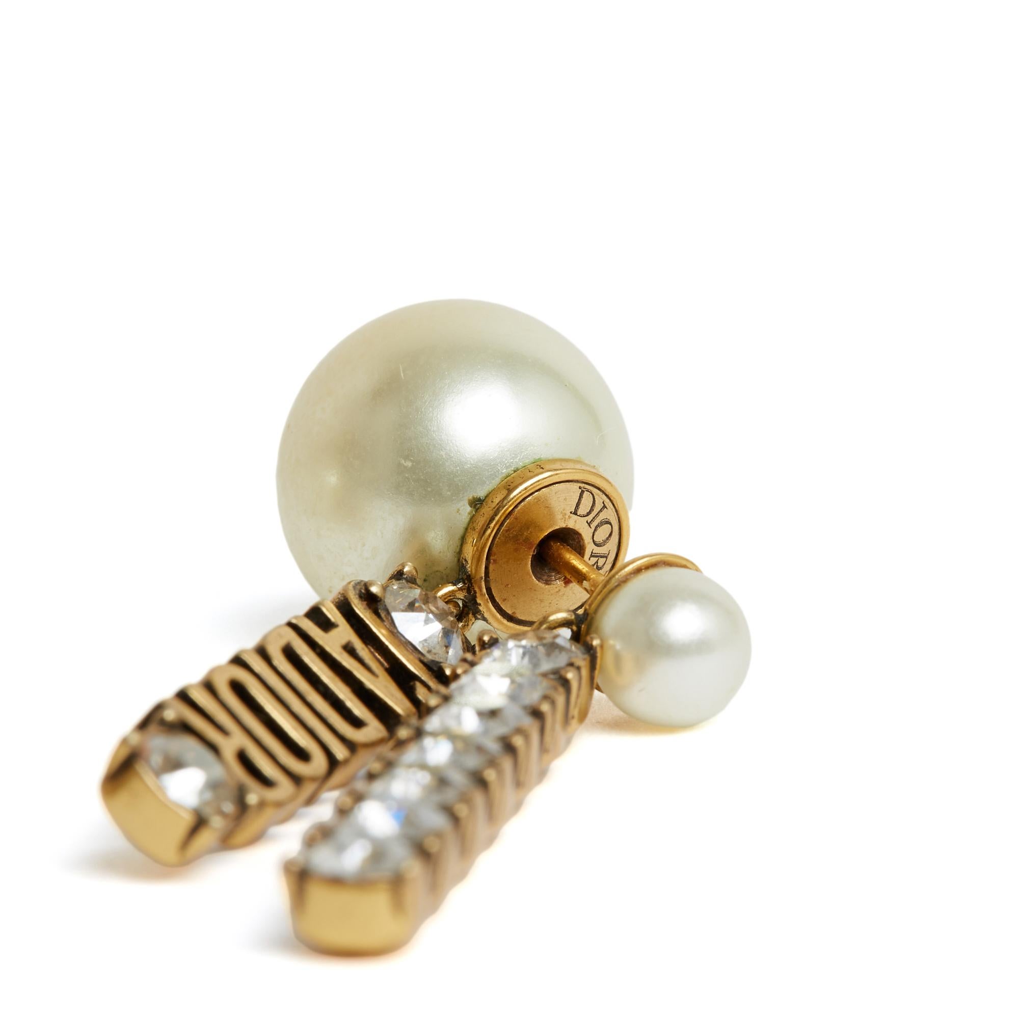 Women's Christian Dior Boucles d'Oreille Tribales J Adior Golden Earrings Pearls Studs For Sale