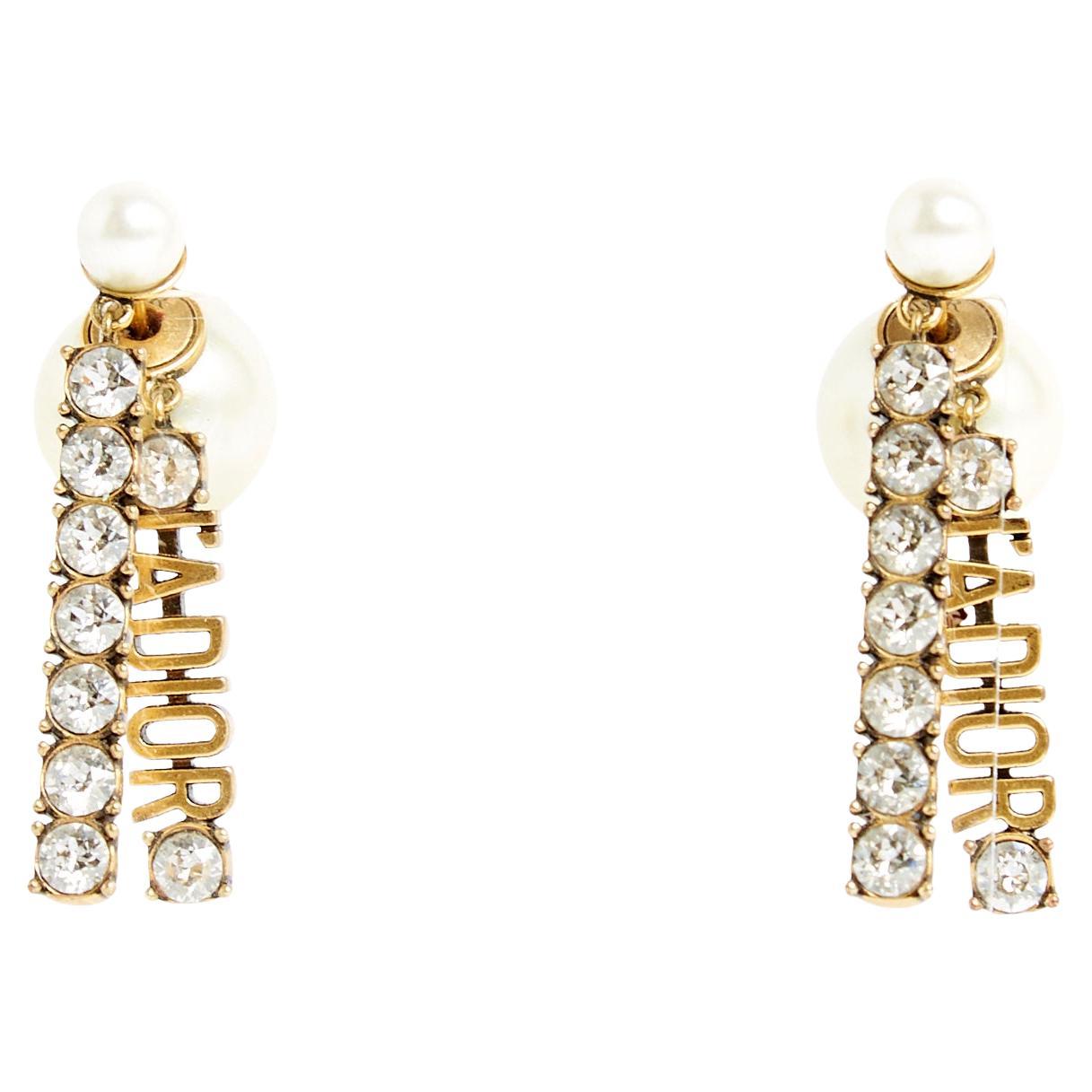Christian Dior Boucles d'Oreille Tribales J Adior Golden Earrings Pearls Studs