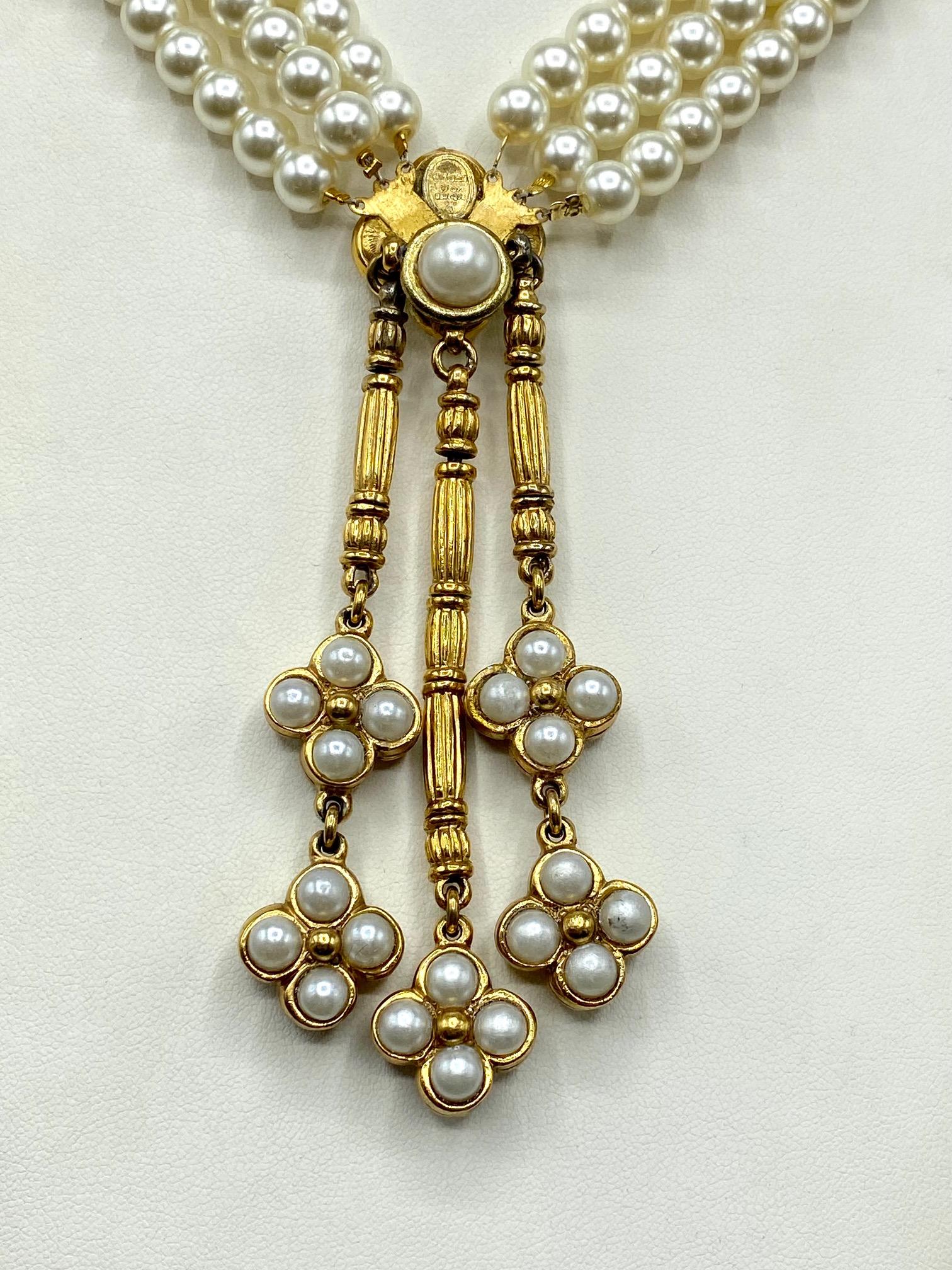 Christian Dior Boutique 1980s Pearl Pendant Necklace 3