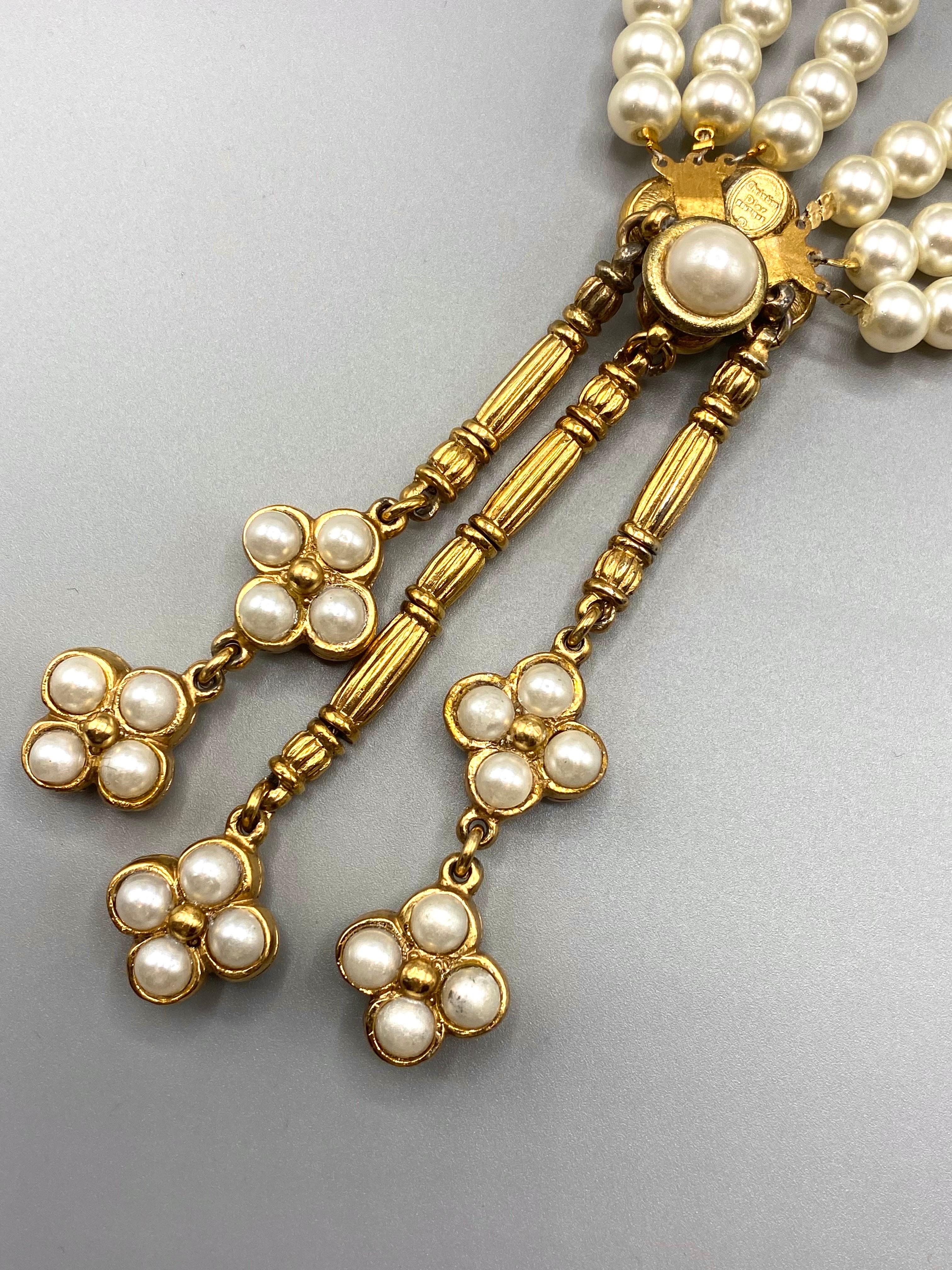 Christian Dior Boutique 1980s Pearl Pendant Necklace 8