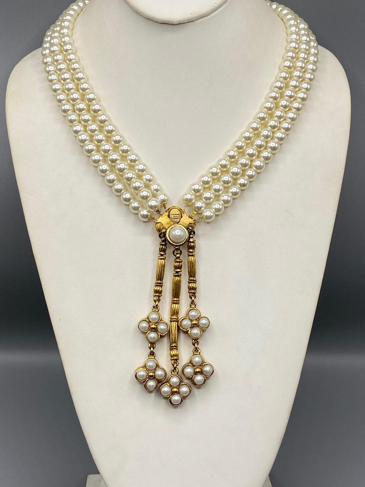 Bead Christian Dior Boutique 1980s Pearl Pendant Necklace
