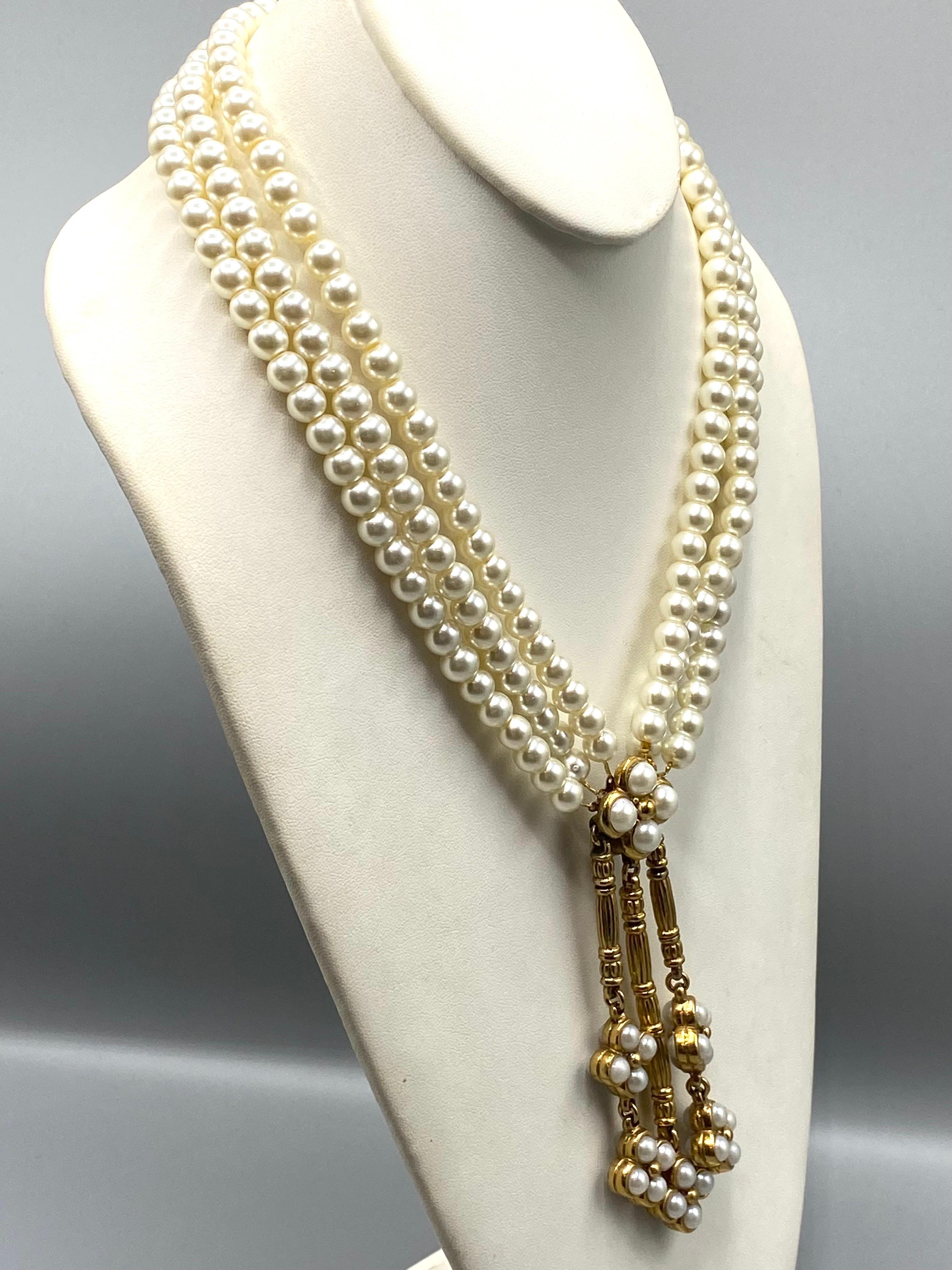 Christian Dior Boutique 1980s Pearl Pendant Necklace In Good Condition In New York, NY