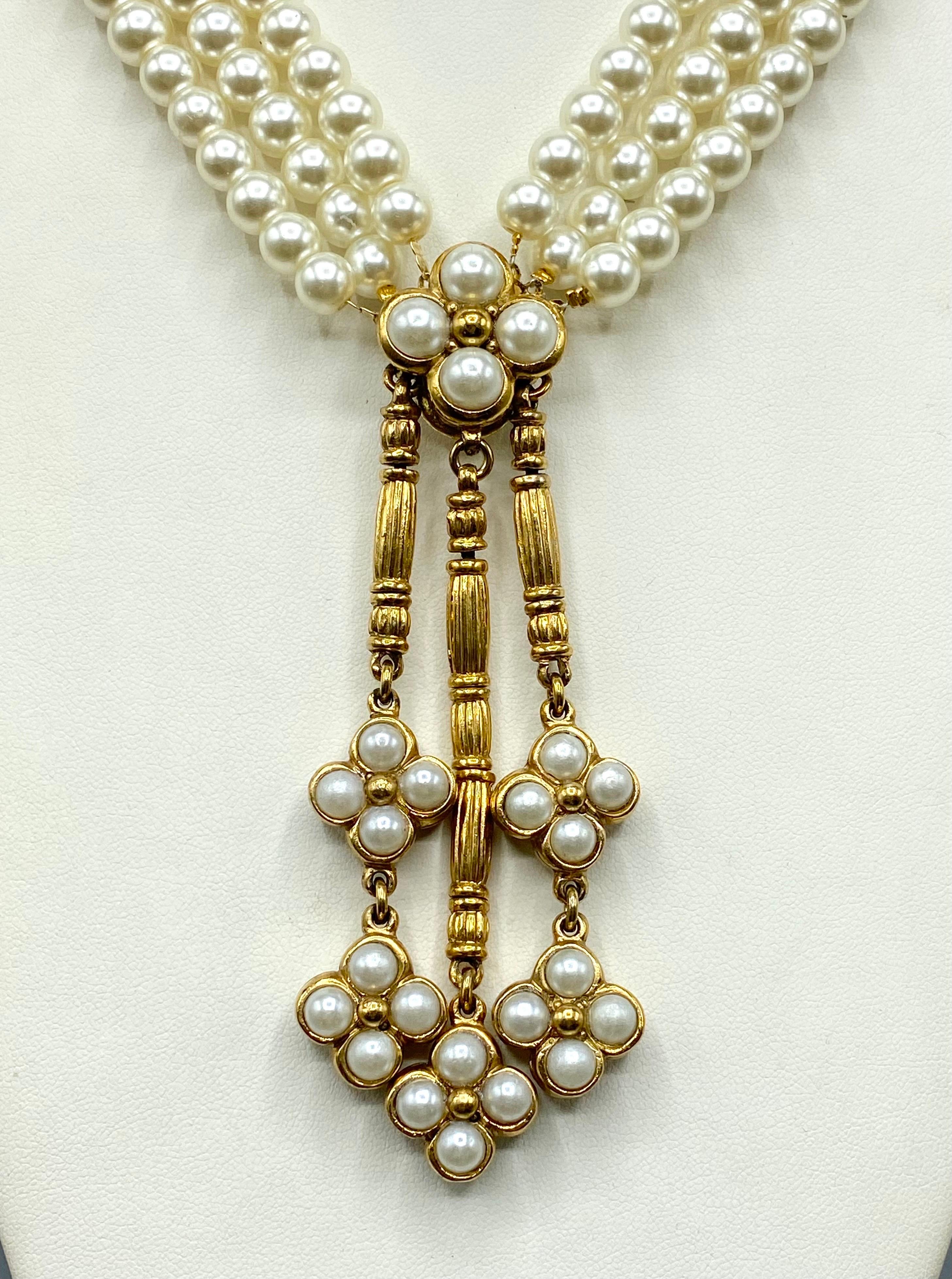 Christian Dior Boutique 1980s Pearl Pendant Necklace 1