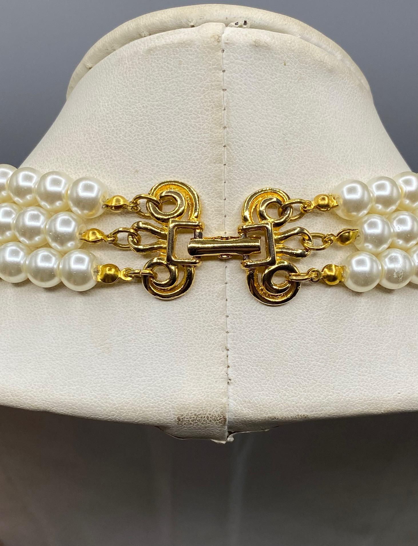 Christian Dior Boutique 1980s Pearl Pendant Necklace 2