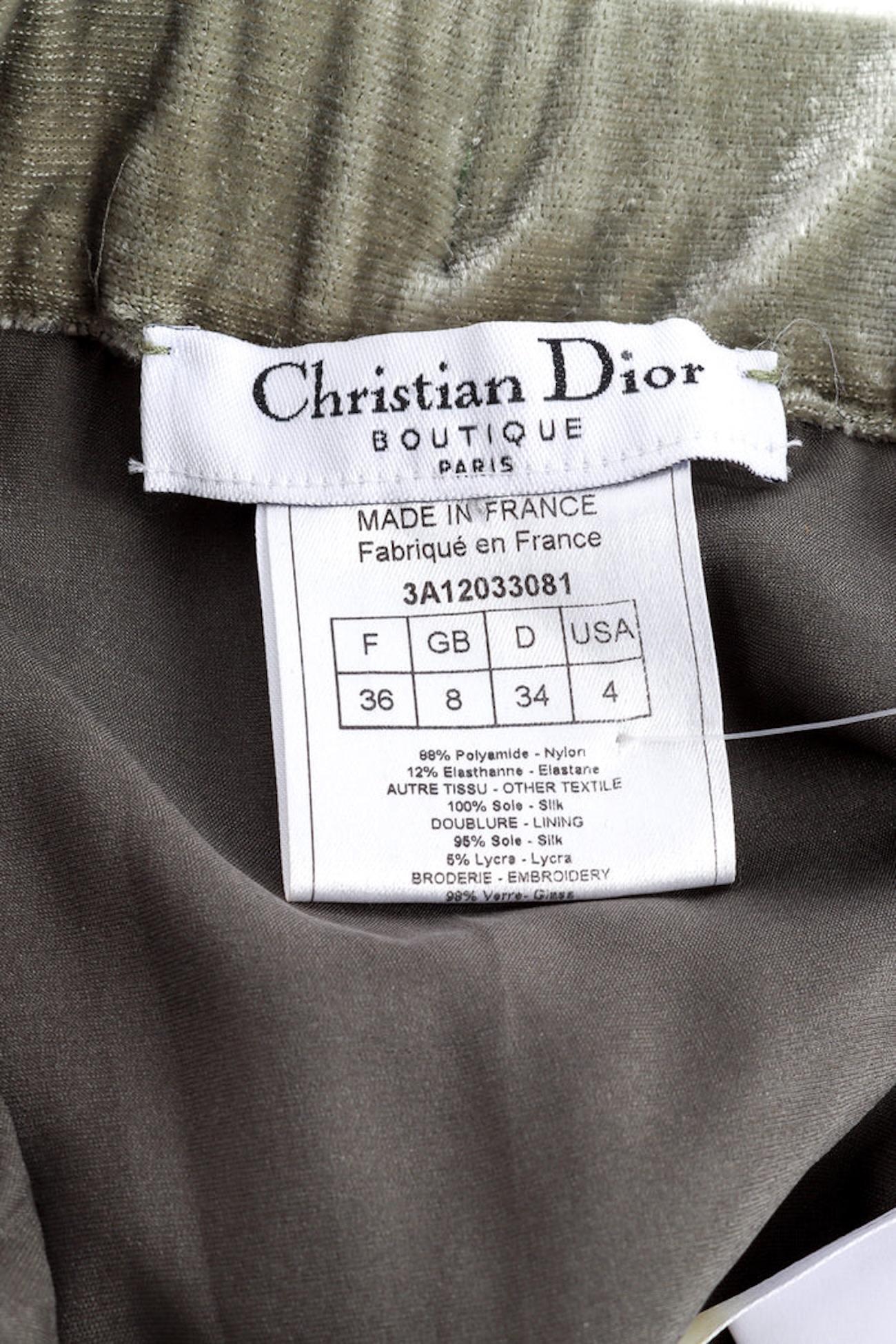 Christian Dior Boutique Art Deco Beaded Olive Green Lace/mesh Dress (US 4) For Sale 1