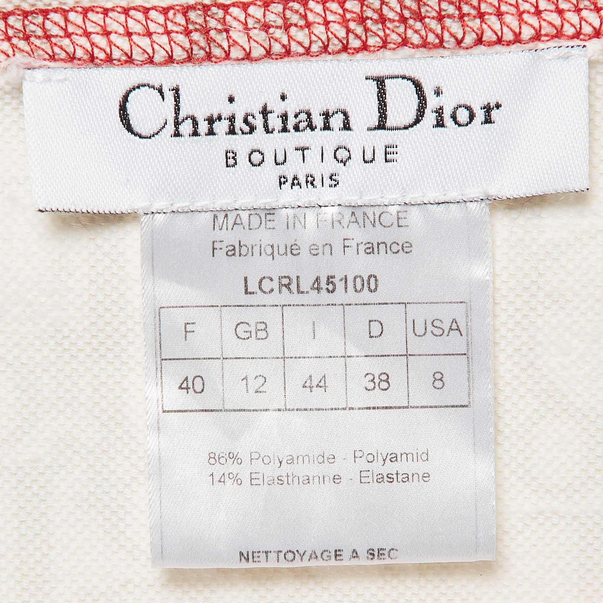 Christian Dior Boutique Beige Monogram Knit Long Sleeve Top M 1